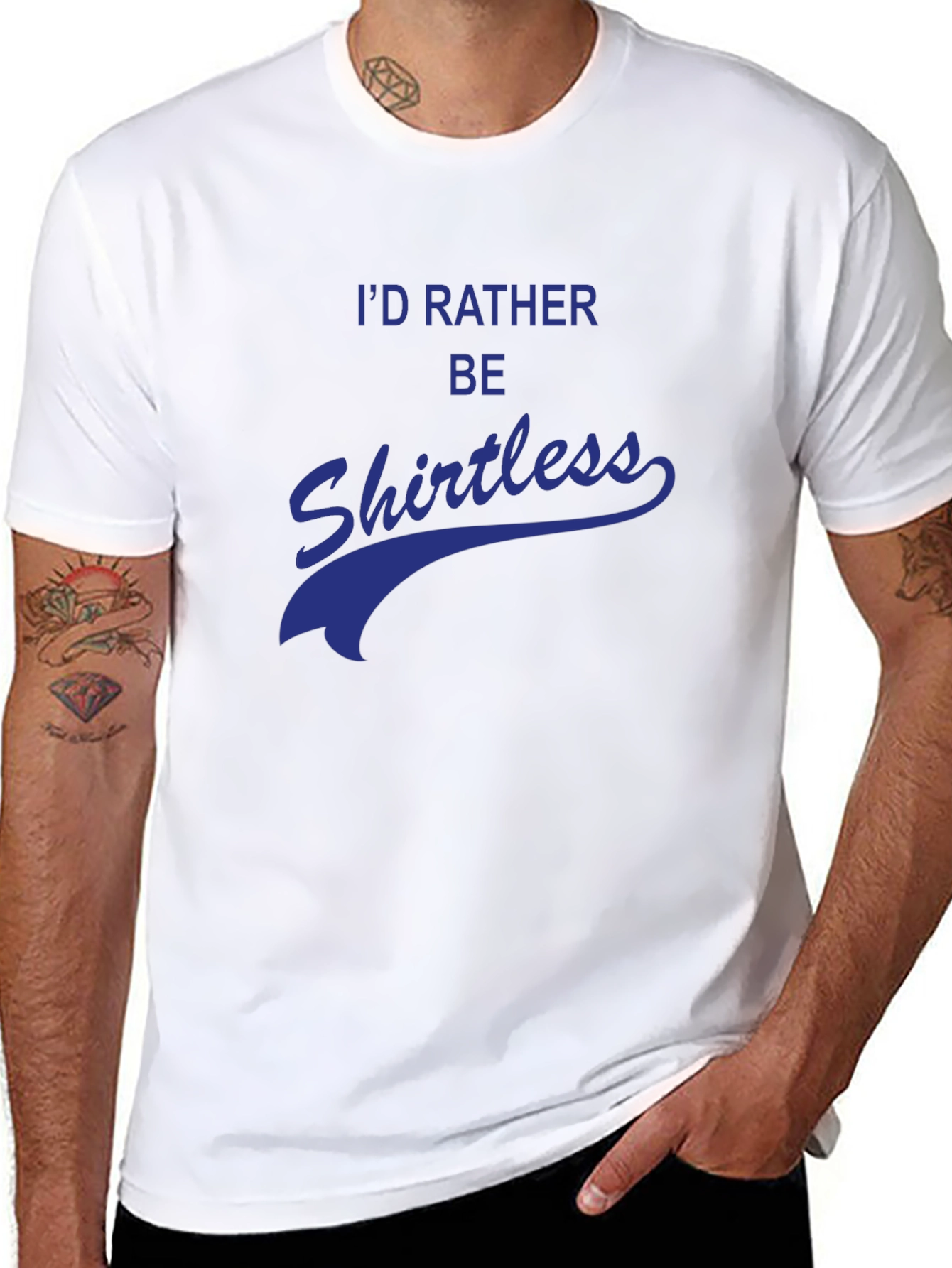 Black I'd Rather Be Shirtless Graphic Tee view 8