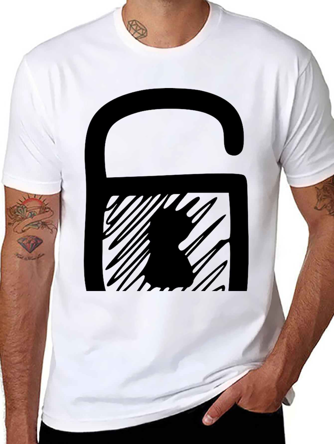 Black Abstract Graphic Print Black T-Shirt view 8