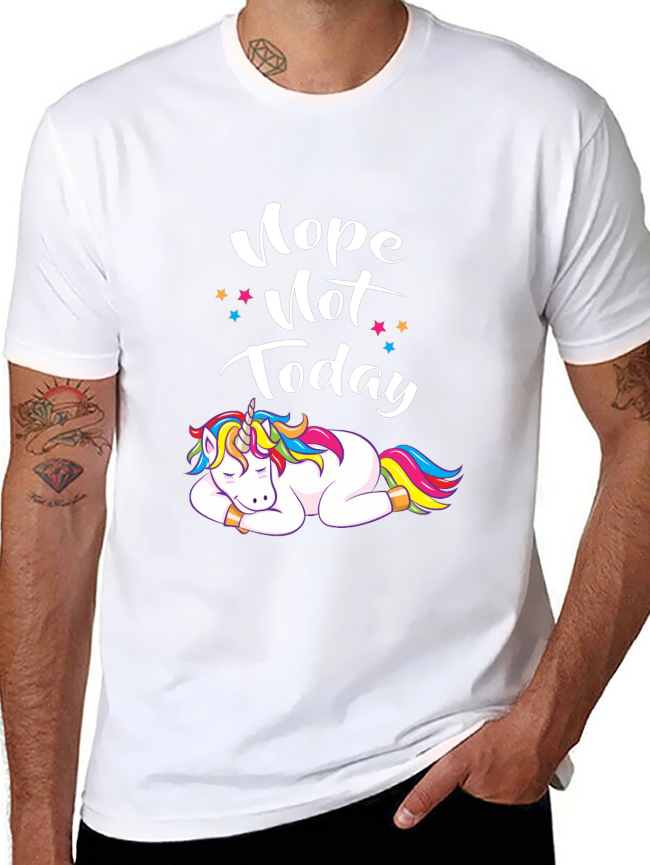 Black Nope Not Today Unicorn Graphic Tee view 8