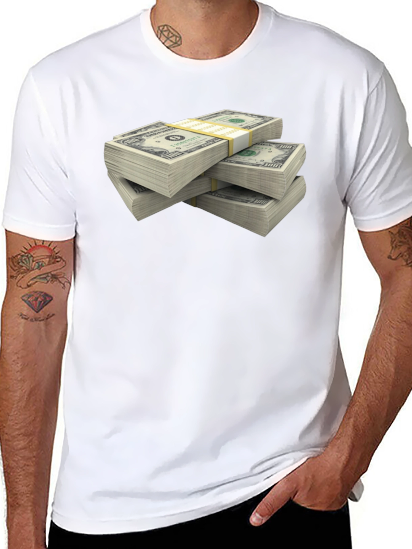 Black Money Stack Graphic T-Shirt - Black view 8