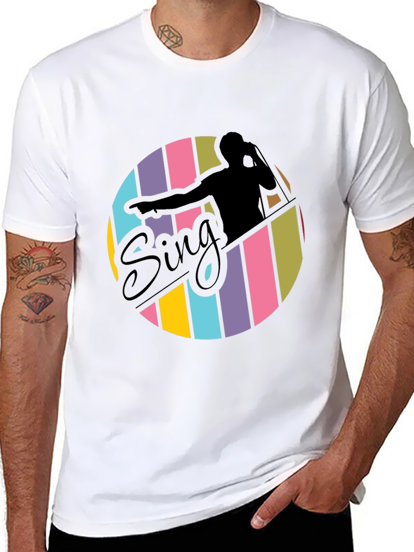 Black Retro Sing T-Shirt - Stylish Vocalist Tee view 8