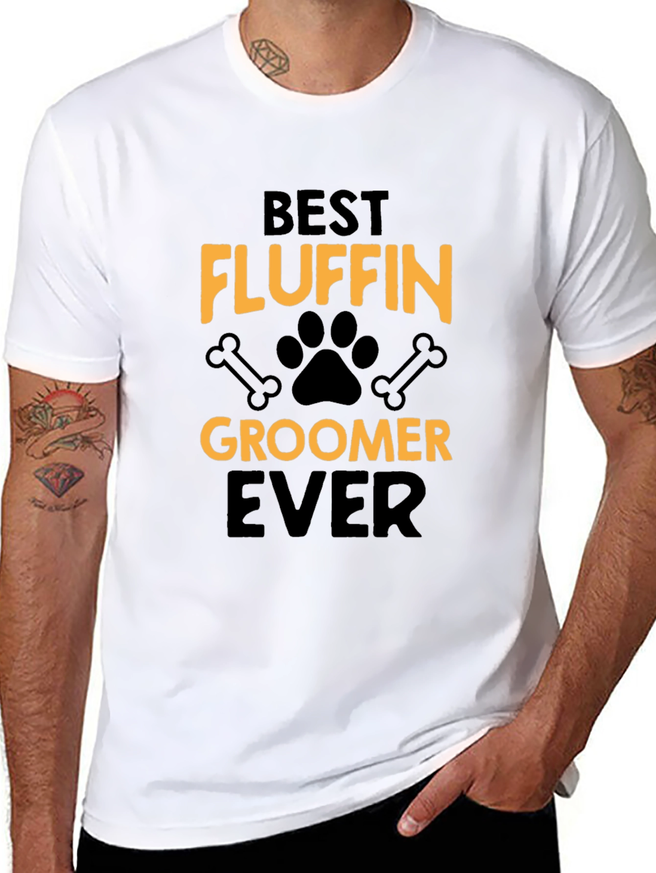 Black Best Fluffin' Groomer Ever Black T-Shirt view 8