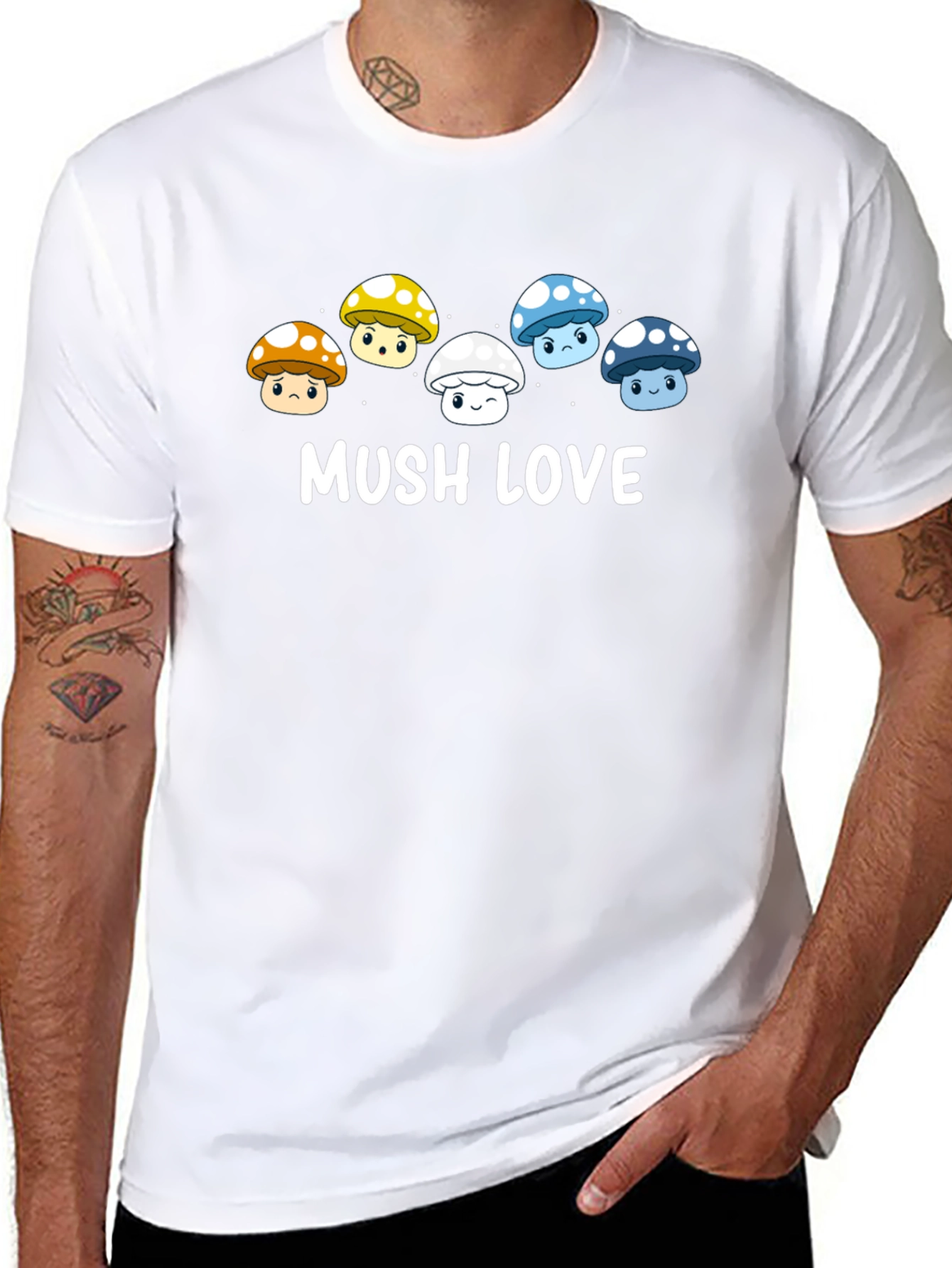 Black Mushroom Lover T-Shirt - 'MUSH LOVE' Graphic Tee view 8