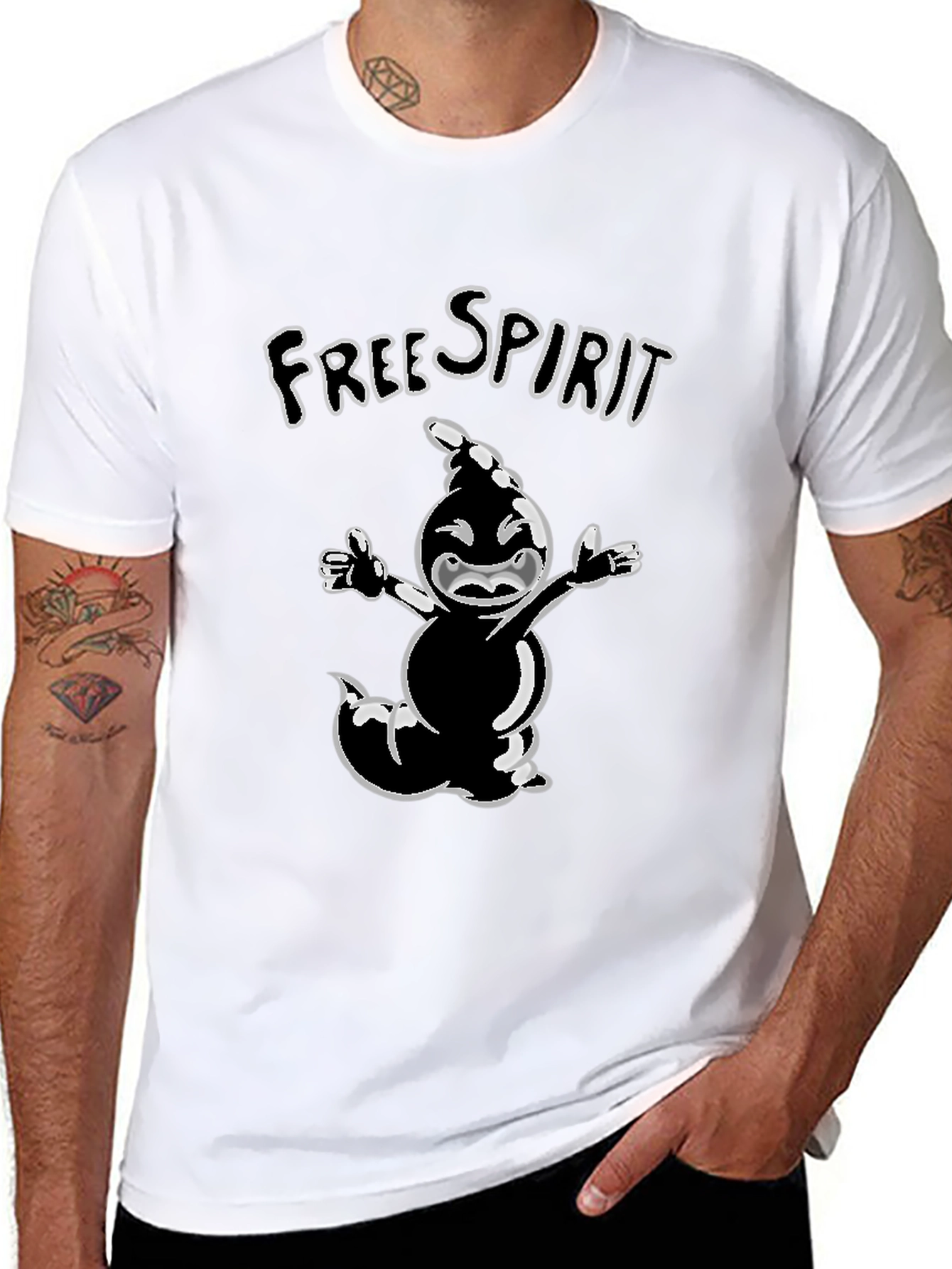 Black Free Spirit Cartoon Tee - Stylish Black T-Shirt view 8