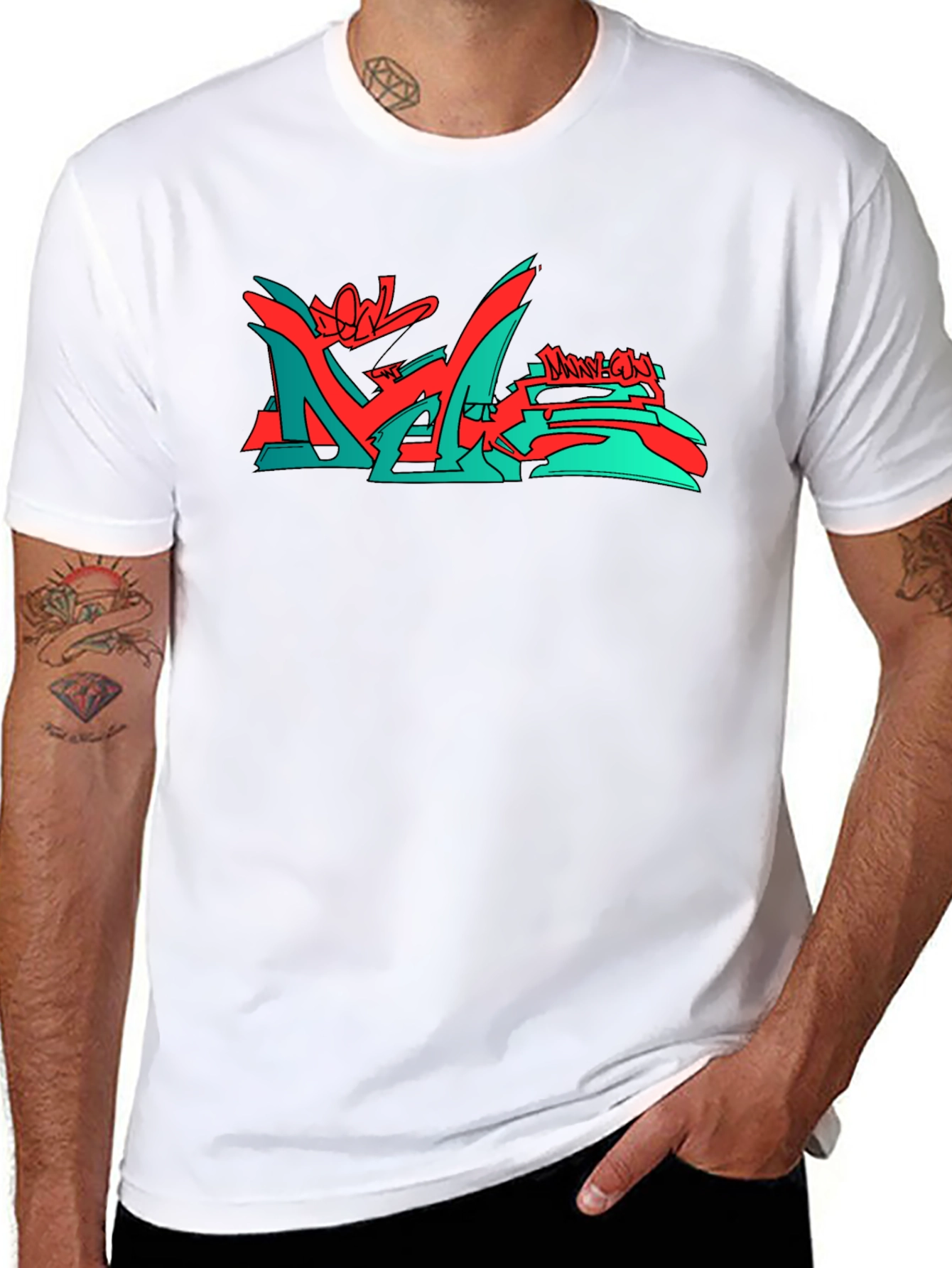 Black Modern Graphic Print Crew Neck T-Shirt view 8