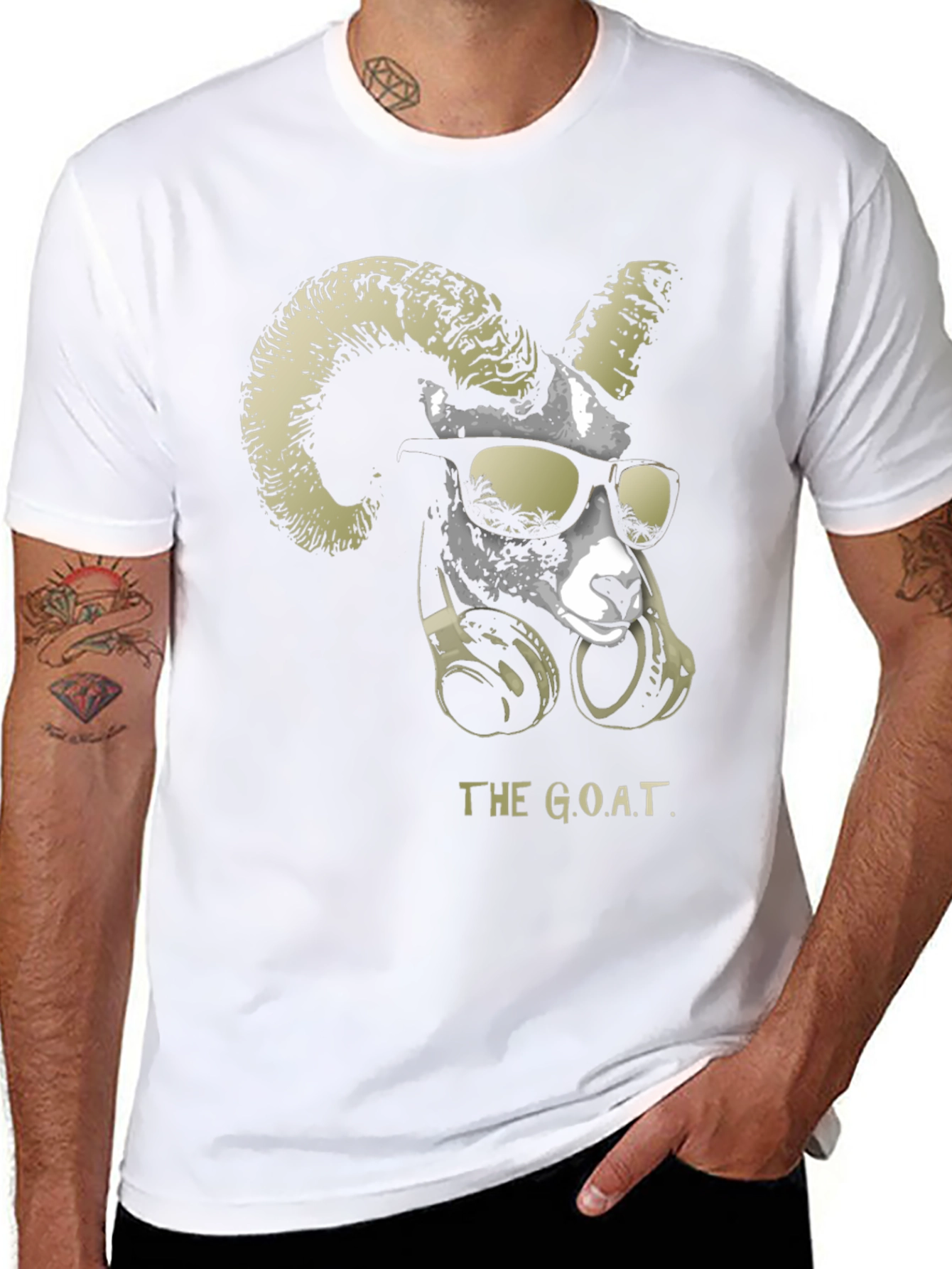 Black The G.O.A.T. Graphic Tee - Cool Ram with Headphones view 8