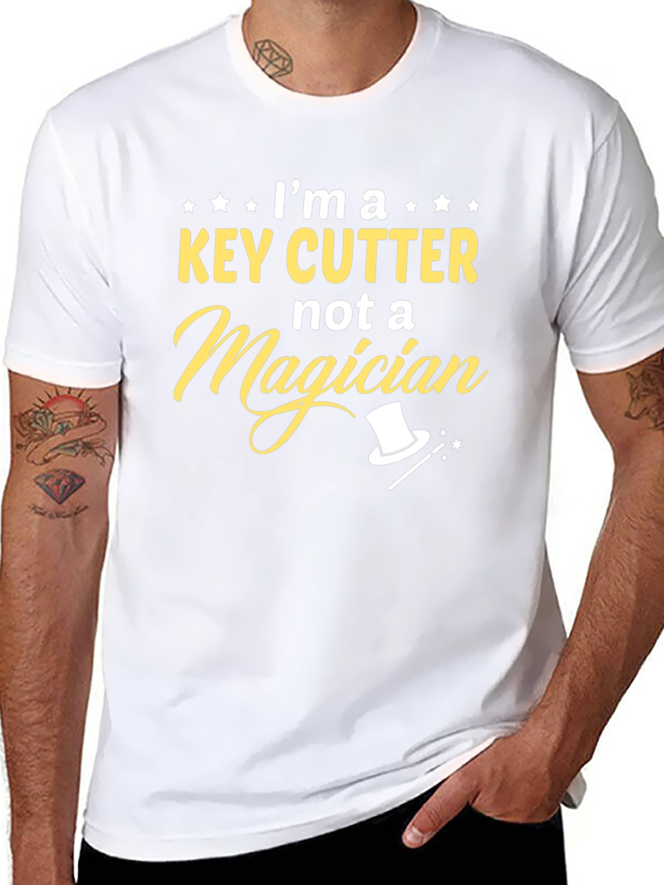 Black I'm a Key Cutter, Not a Magician Black T-Shirt view 8