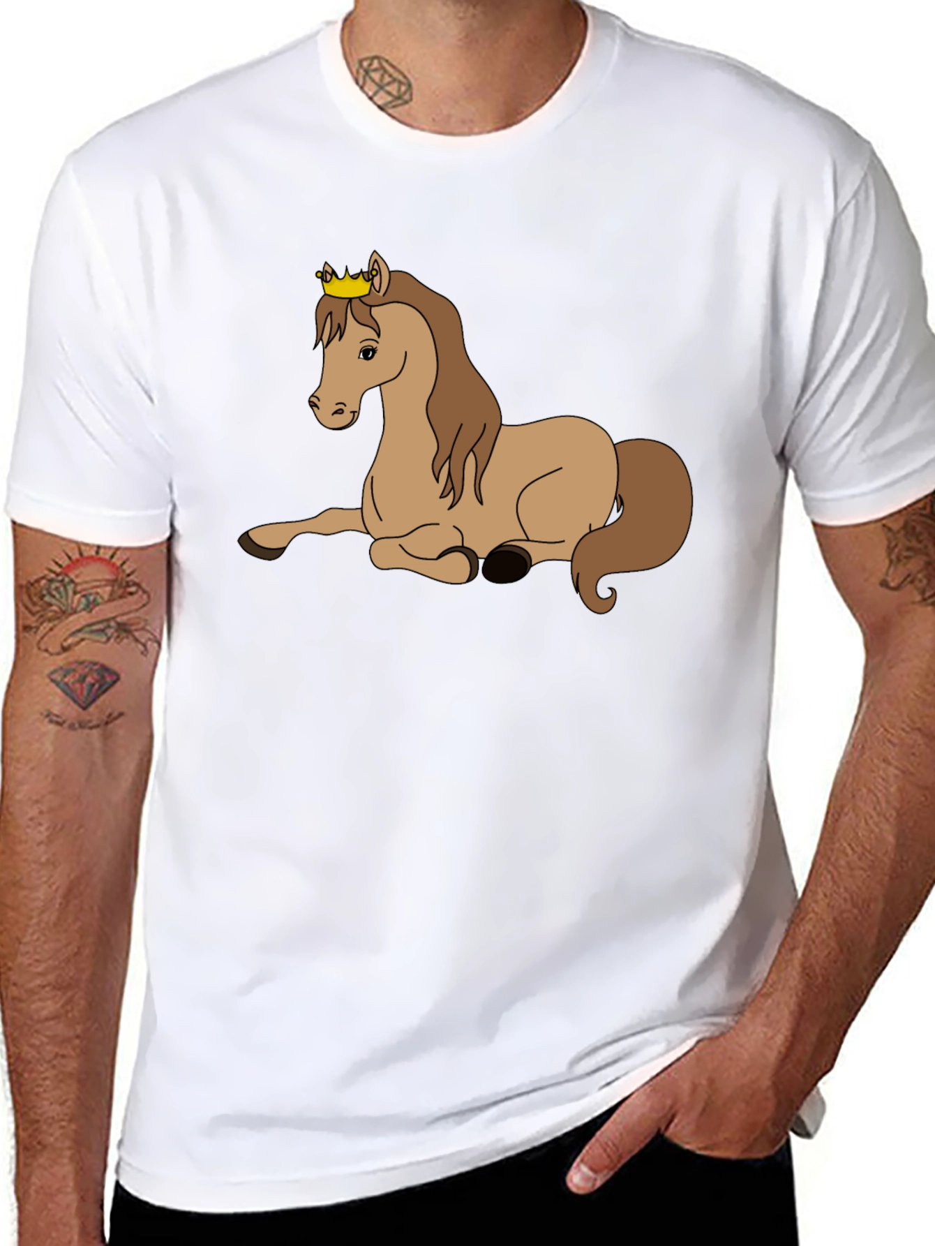 Black Horse with Crown Graphic T-Shirt view 8