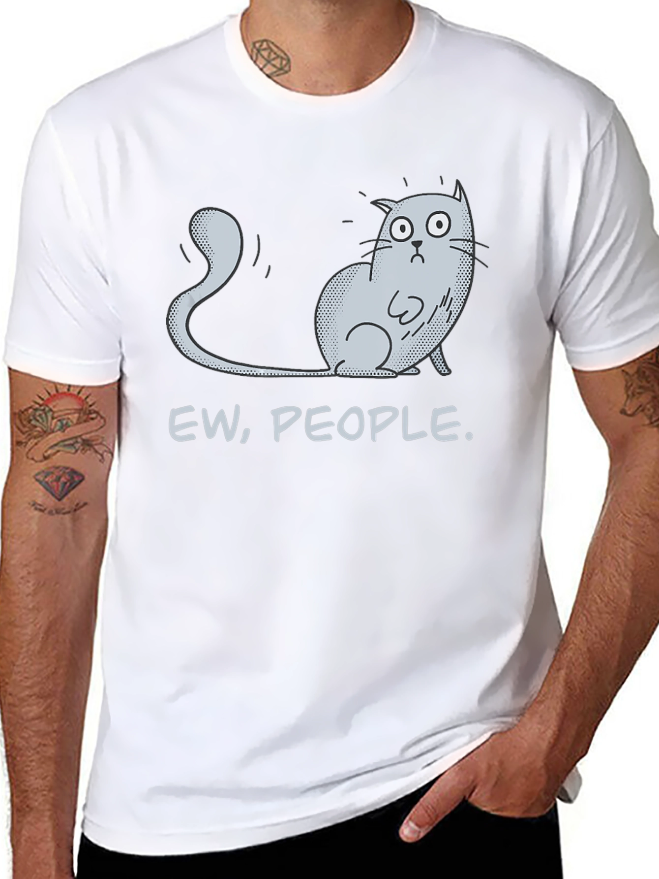 Black Ew People Cat Graphic Tee - Novelty T-Shirt view 8