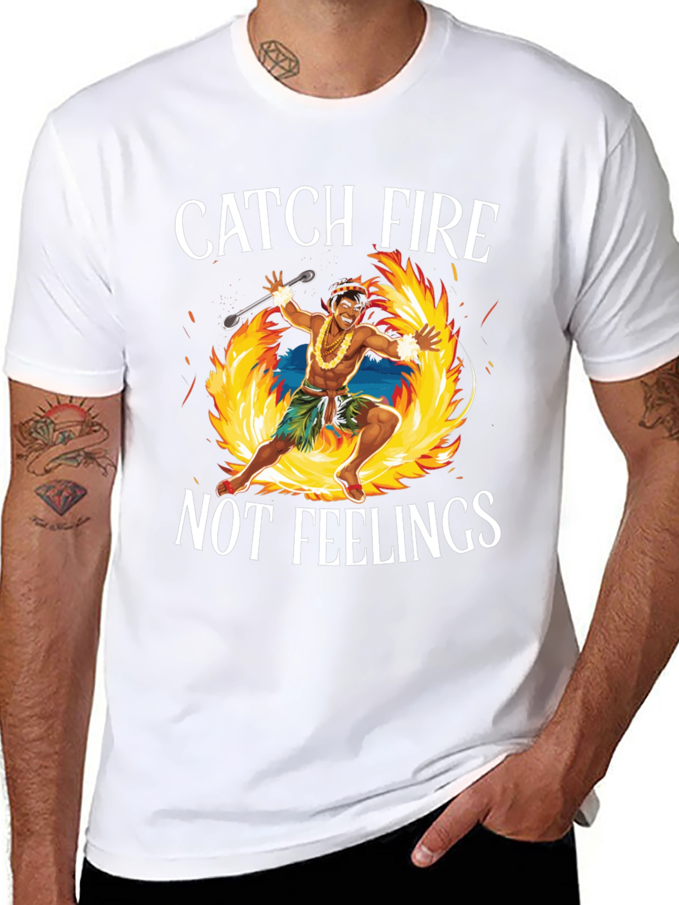 Black Catch Fire Not Feelings T-Shirt view 8