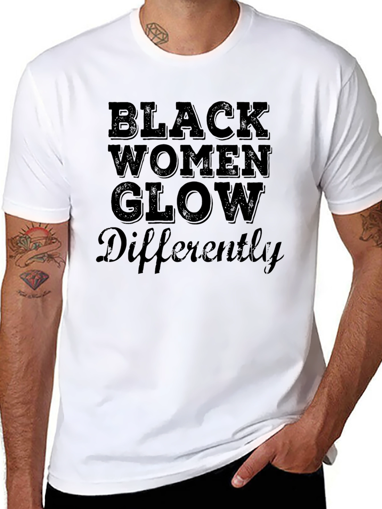 Black Black Women Glow Differently Graphic Tee view 8