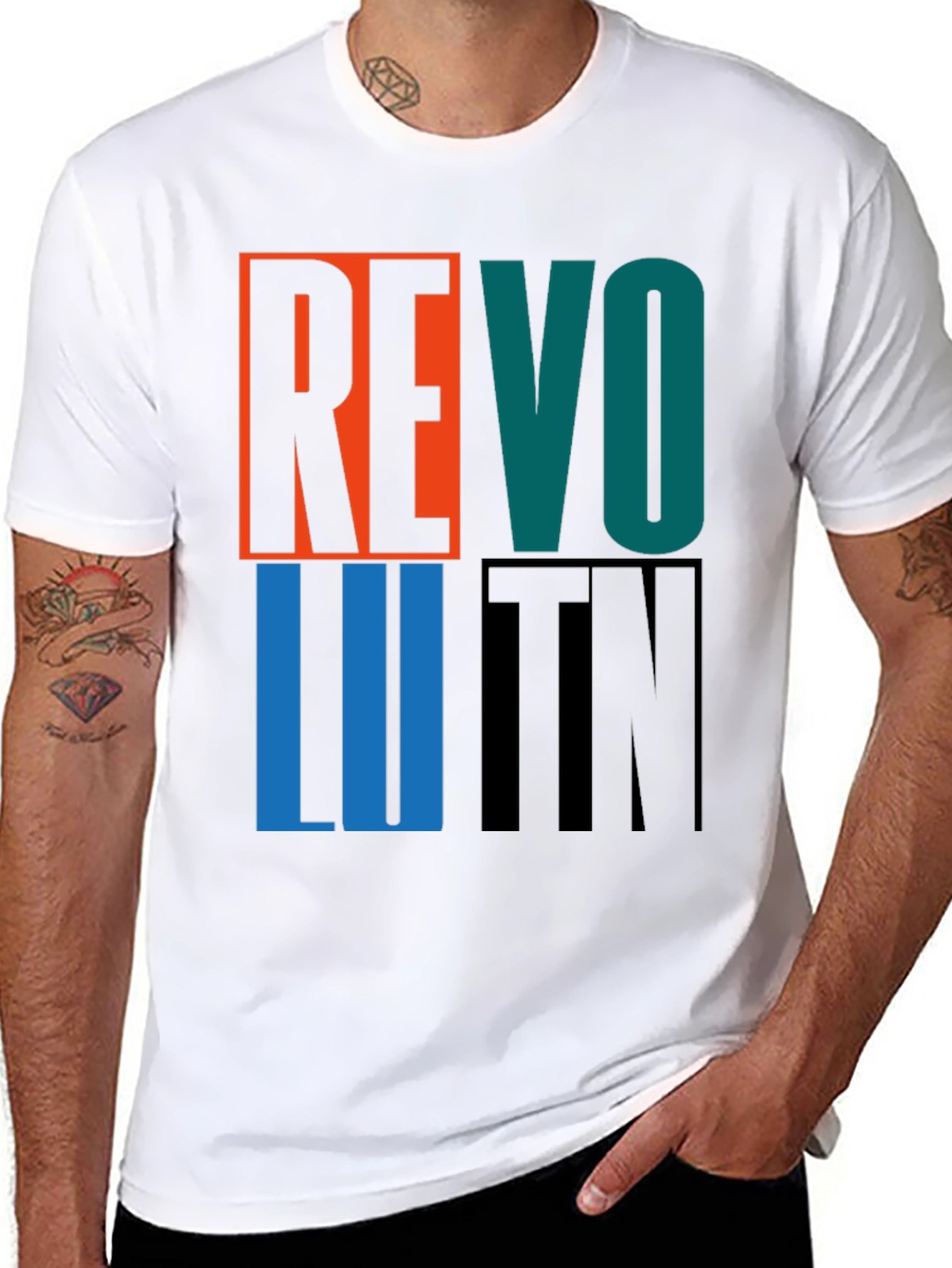 Black Revolution Graphic Print Crew Neck T-Shirt view 8