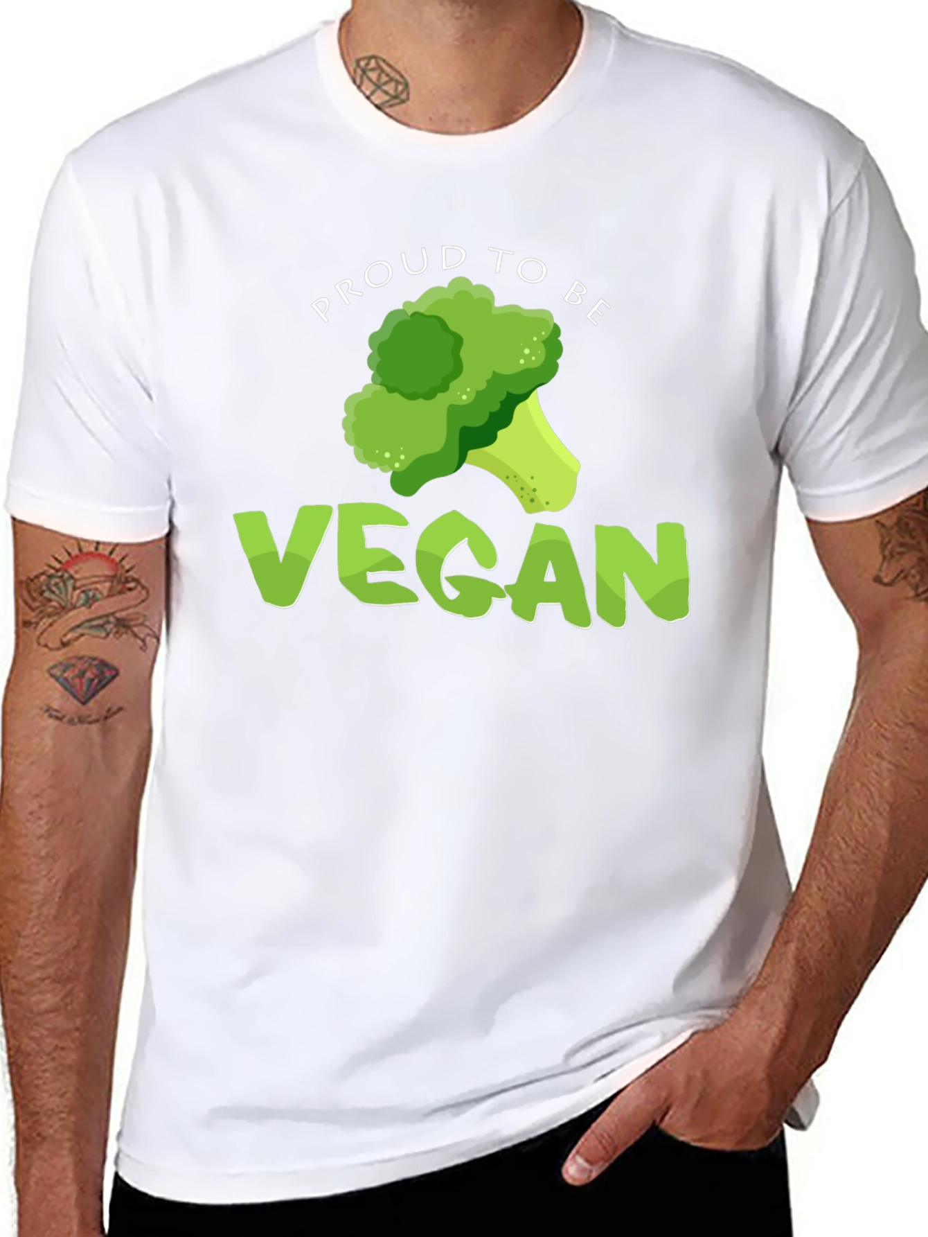 Black Proud to be Vegan Broccoli Graphic T-Shirt view 8