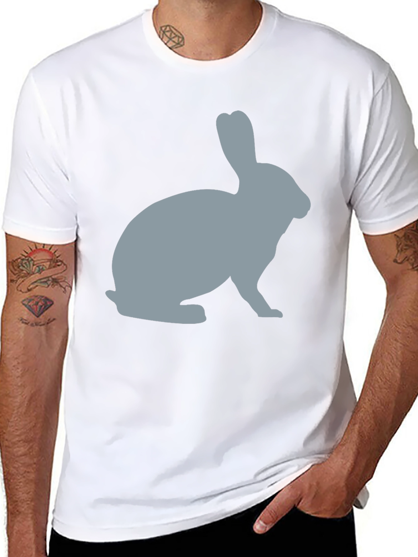 Black Rabbit Silhouette Graphic Tee - Unisex Soft Cotton T-Shirt view 8