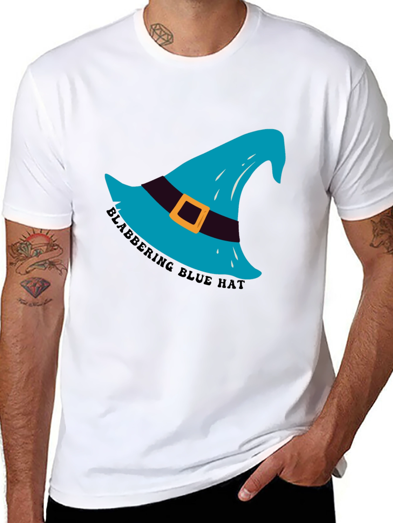 Black Blabbering Blue Hat Graphic Tee - Black view 8