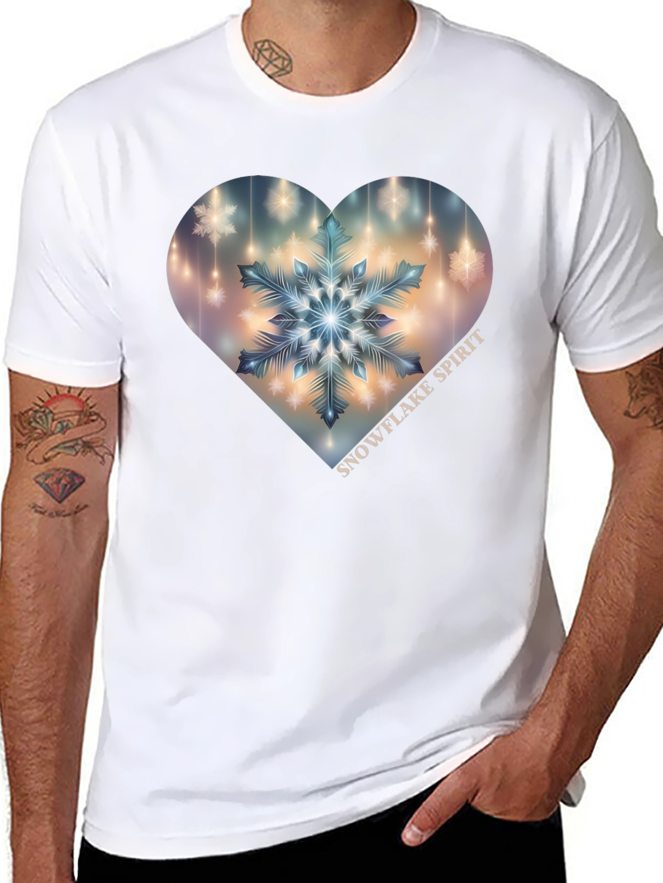 Black Snowflake Spirit Heart Graphic Tee - Black view 8