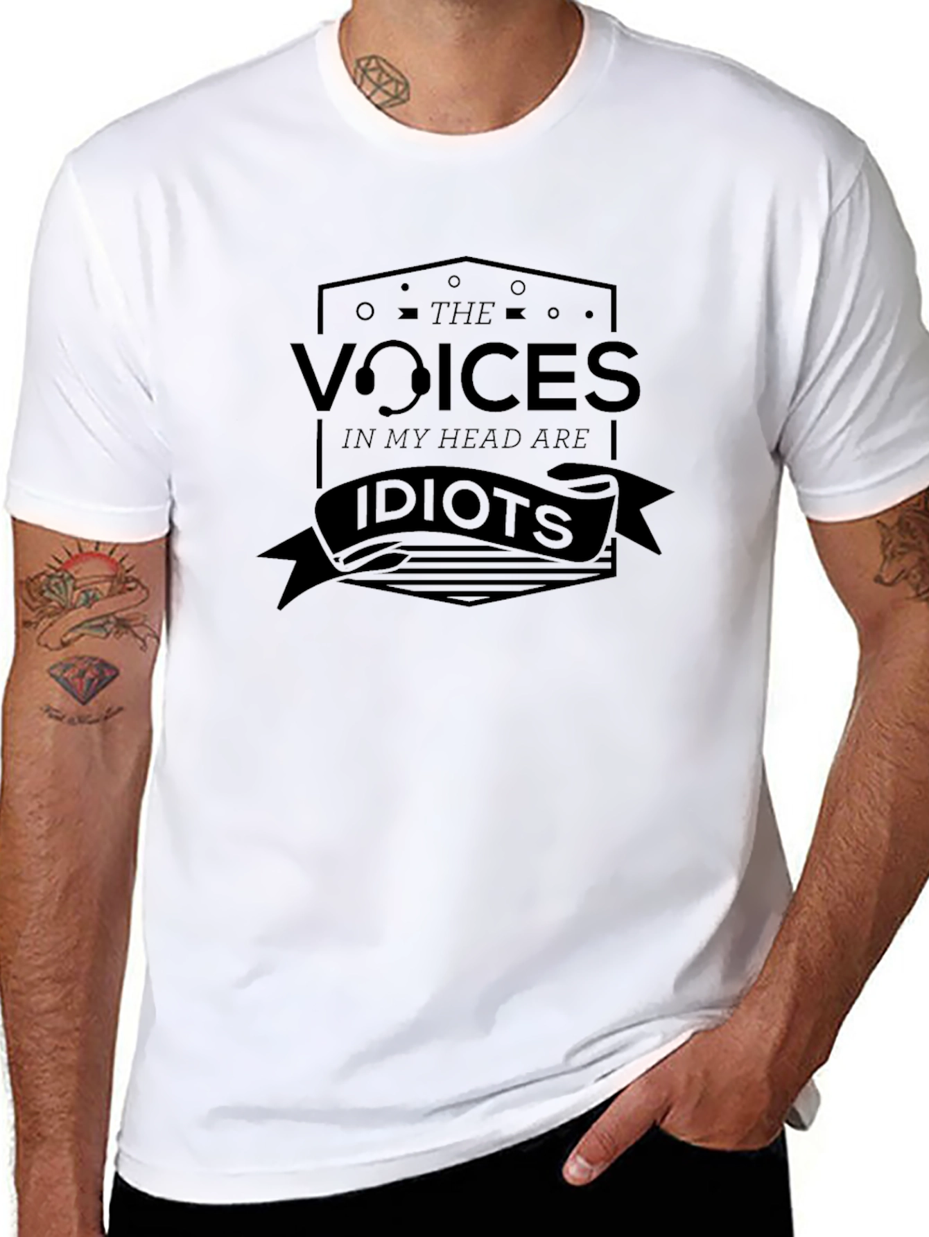 Black Voices In My Head Graphic Tee - Black Crew Neck view 8