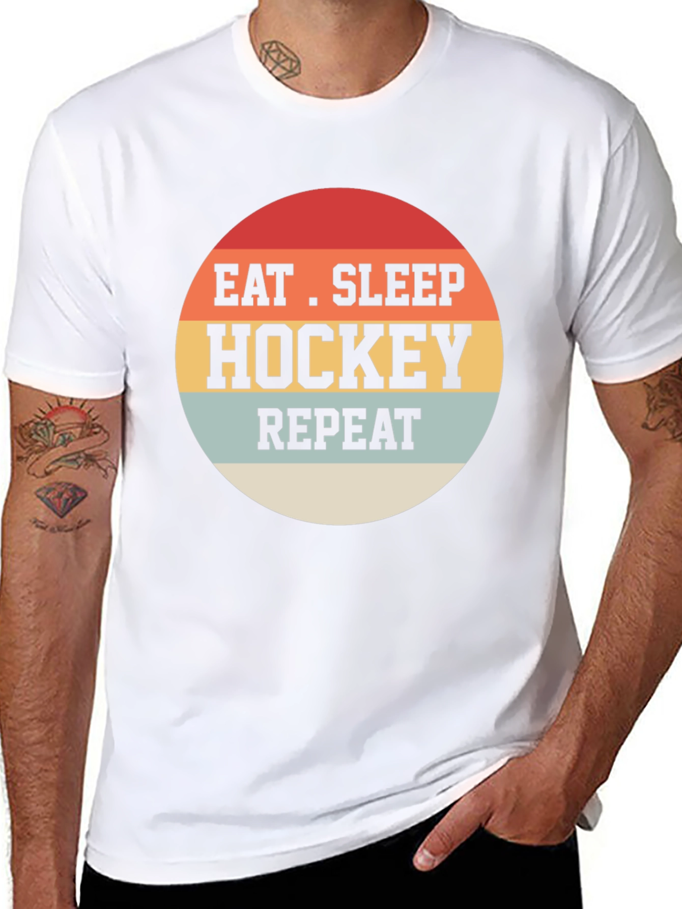 Black Eat Sleep Hockey Repeat T-Shirt view 8