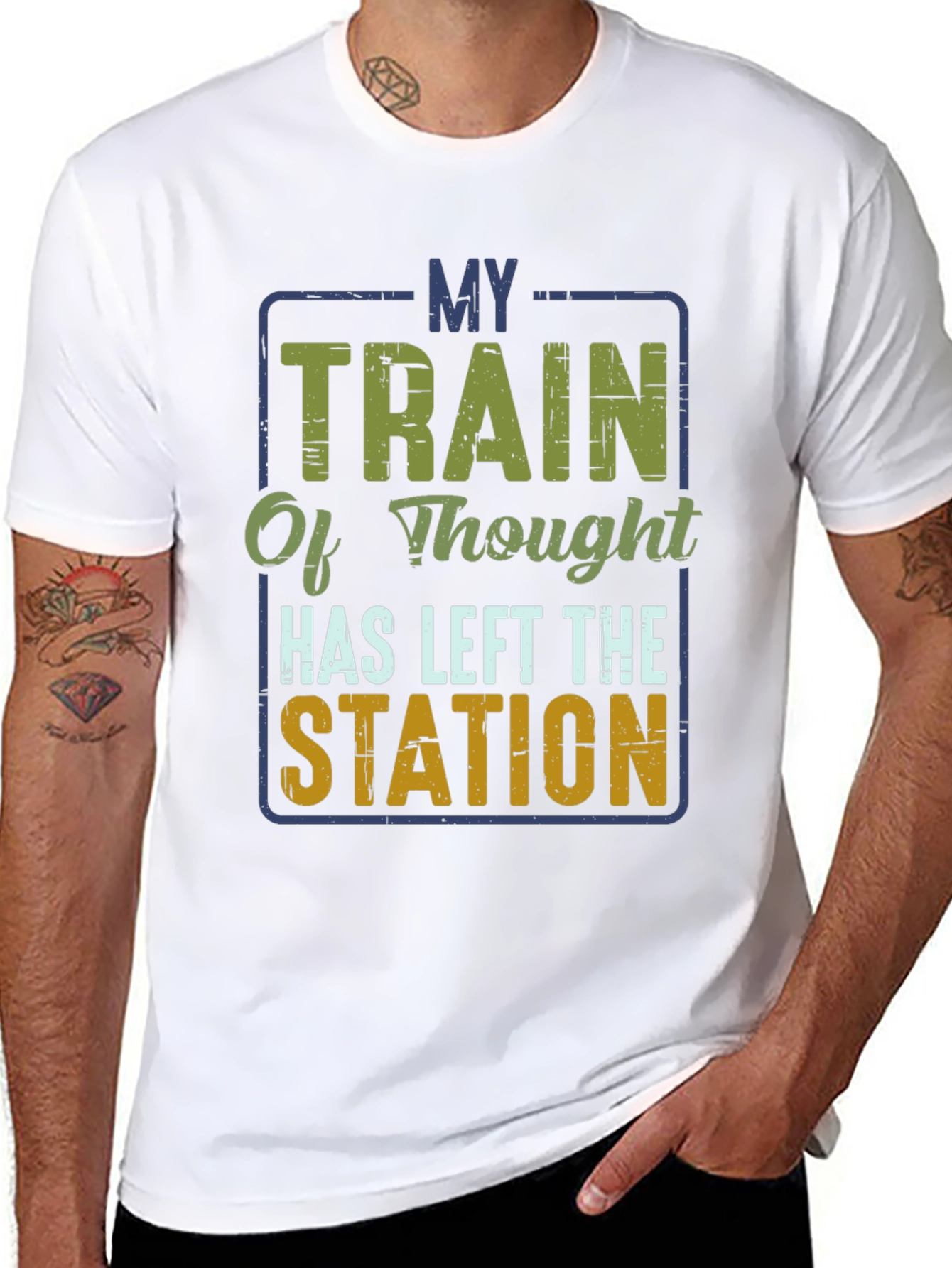 Black My Train of Thought T-Shirt - Funny Graphic Tee view 8