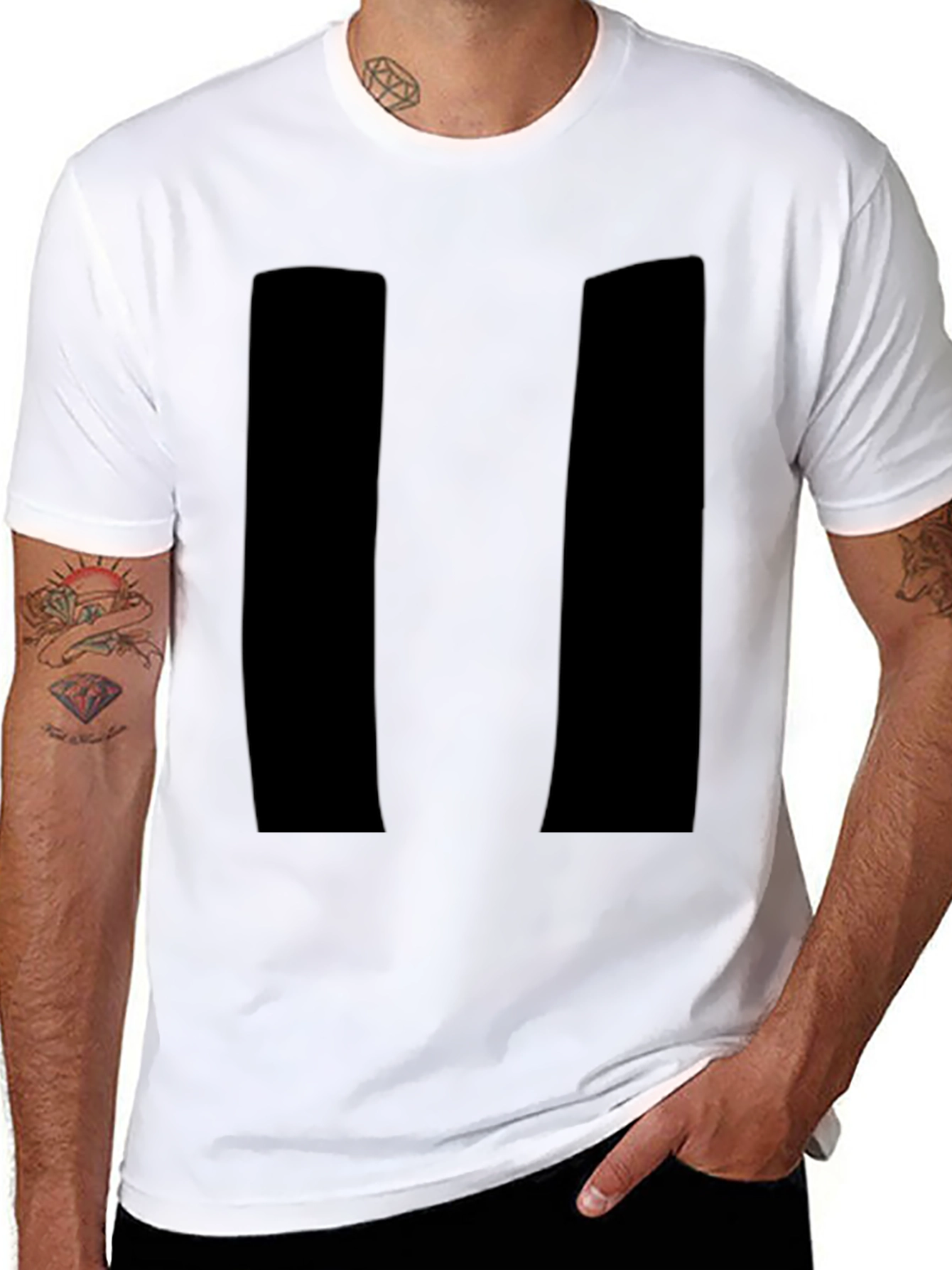 Black Men's Black Pause Symbol Graphic Tee view 8