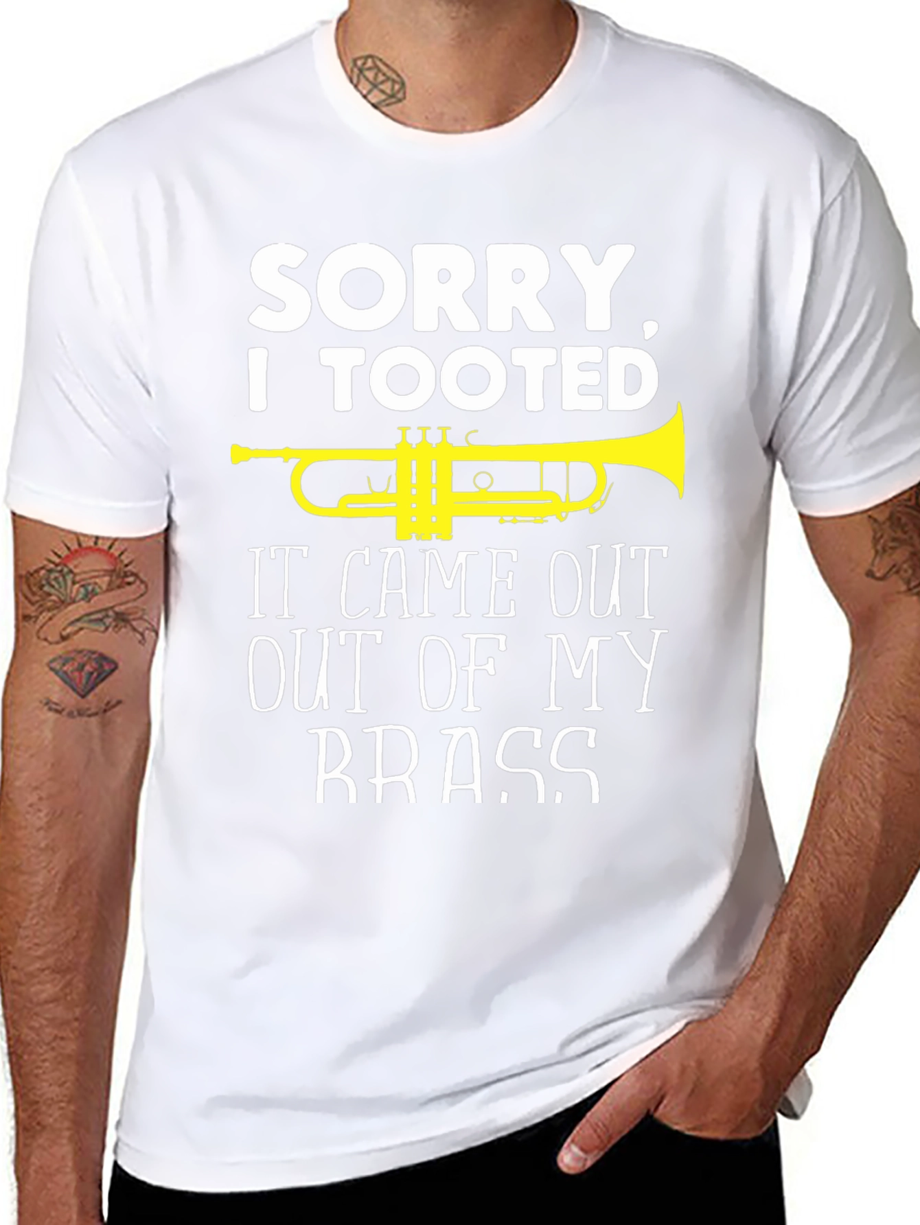 Black Sorry I Tooted Brass Band Humor T-Shirt view 8