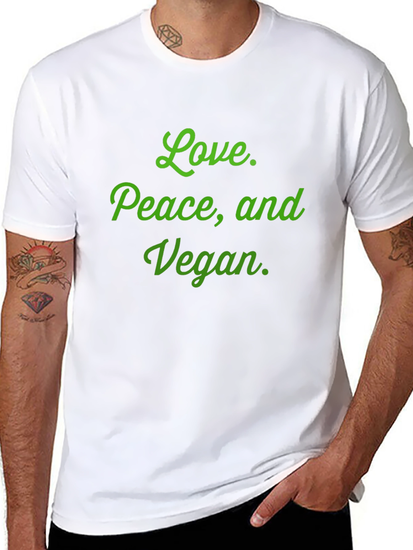 Black Love Peace Vegan T-Shirt - Black Cotton Blend view 8