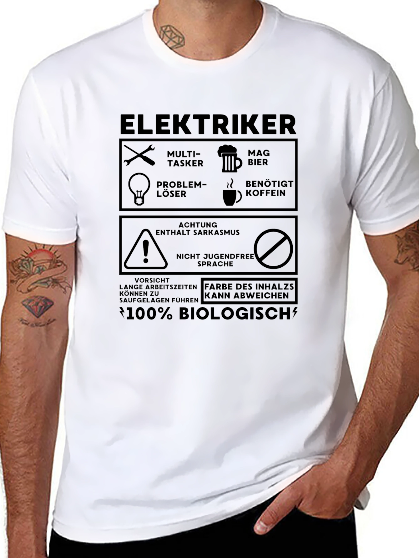 Black Elektriker Fun T-Shirt: Biologisch, Sarkasmus, Multi-Tasker! view 8