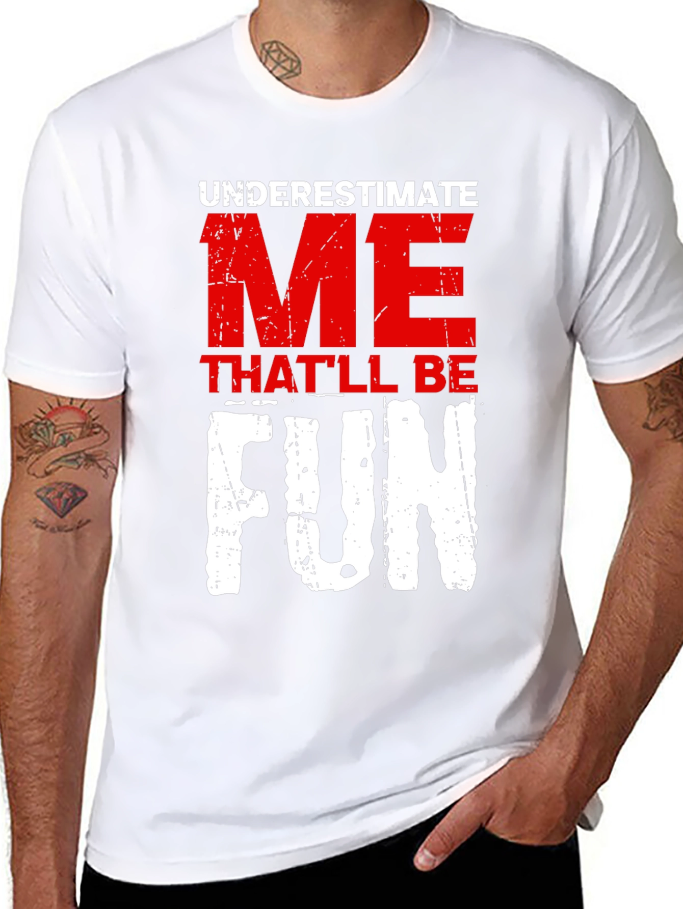 Black Underestimate Me Fun Graphic T-Shirt view 8