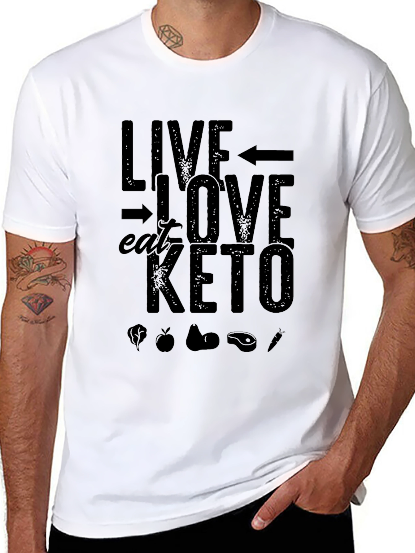 Black Live Love Eat Keto Black T-Shirt view 8