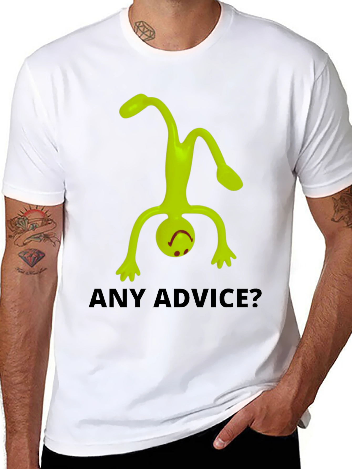 Black Any Advice? Funny Graphic Tee view 8