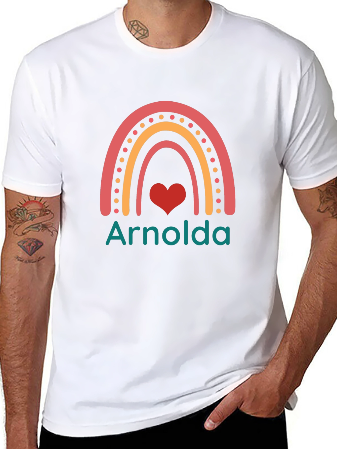 Black Arnolds Rainbow Heart T-Shirt view 8