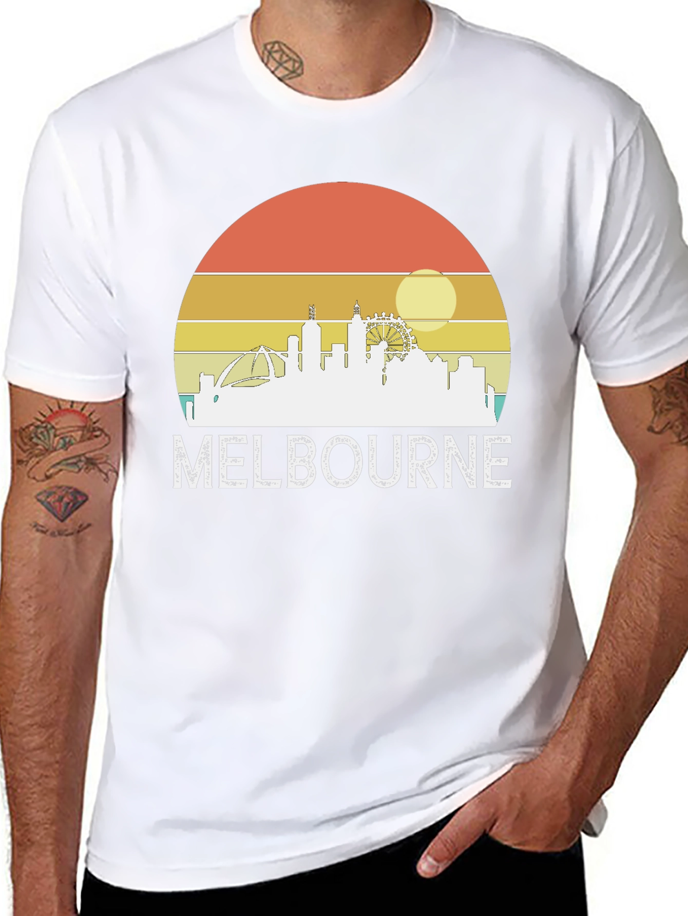 Melbourne Skyline Retro Graphic Tee - 8