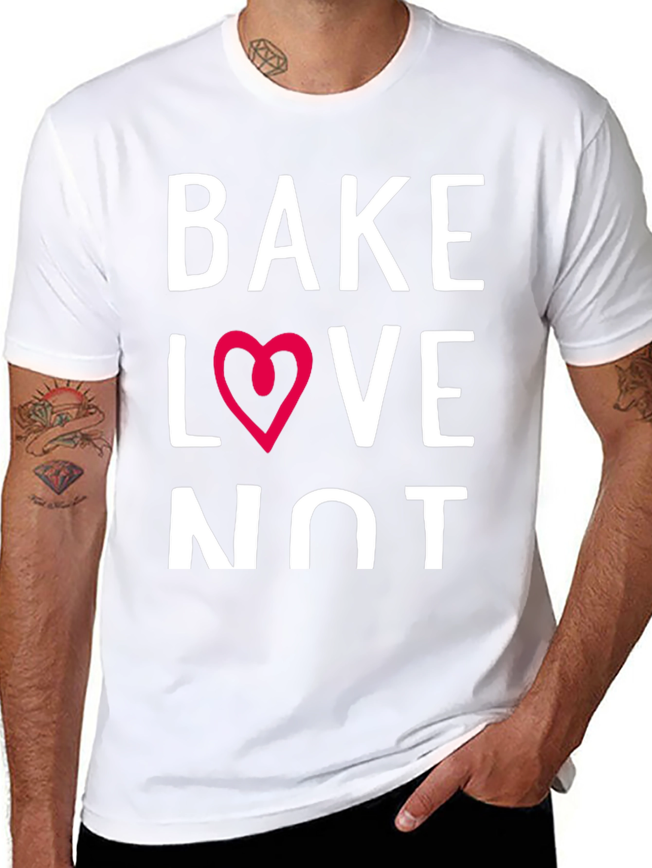 Black Bake Love Not T-Shirt - Black Crew Neck Short Sleeve view 8