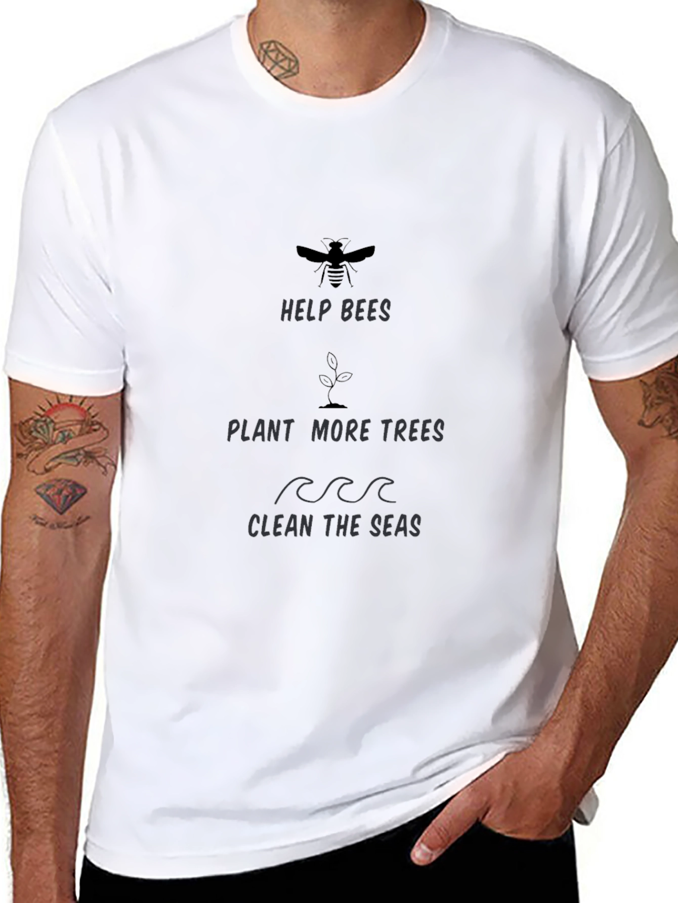 Black Eco-Friendly Graphic Tee - Save the Planet view 8