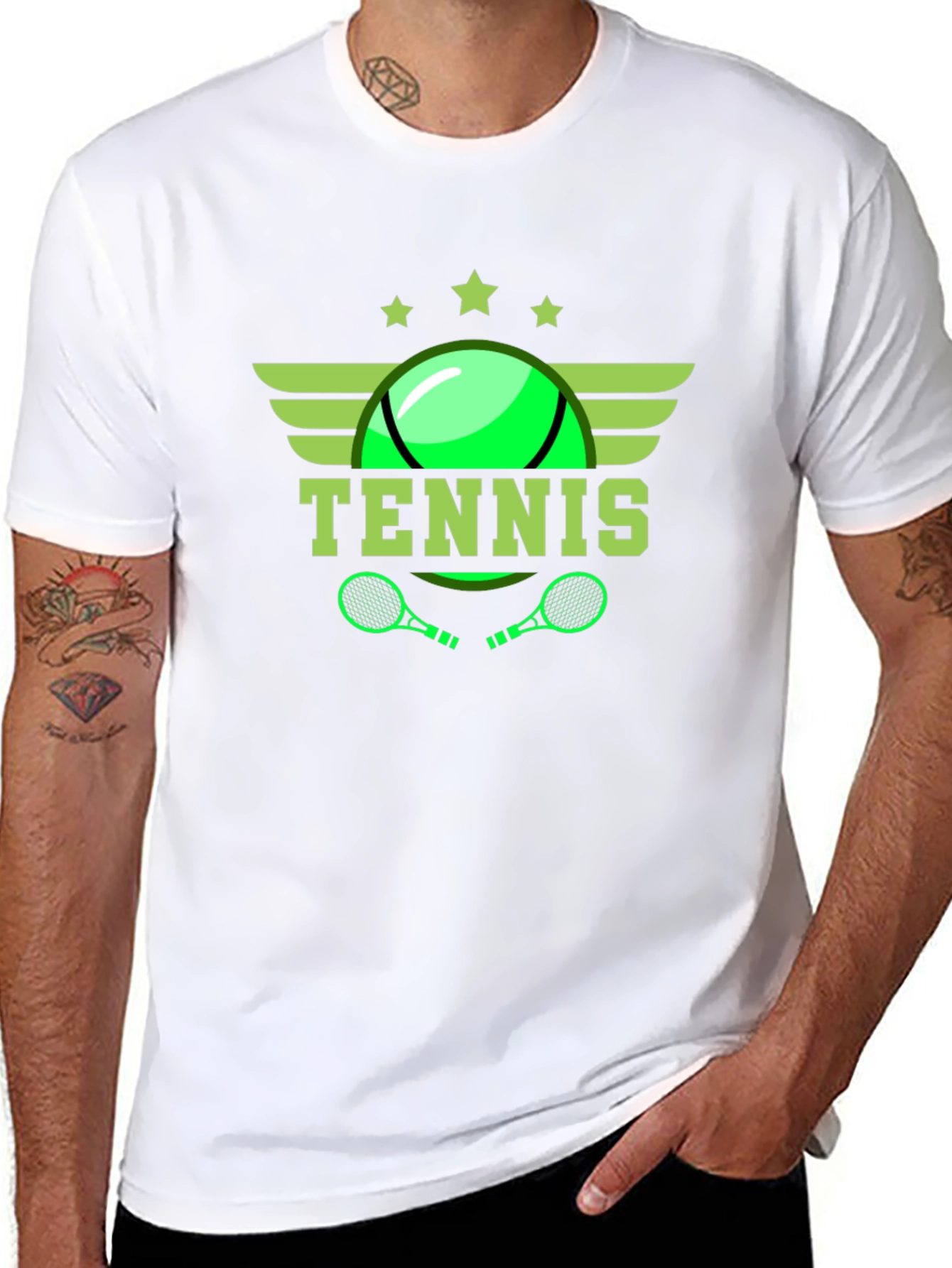 Black Tennis Graphic Tee - Black Cotton T-Shirt view 8