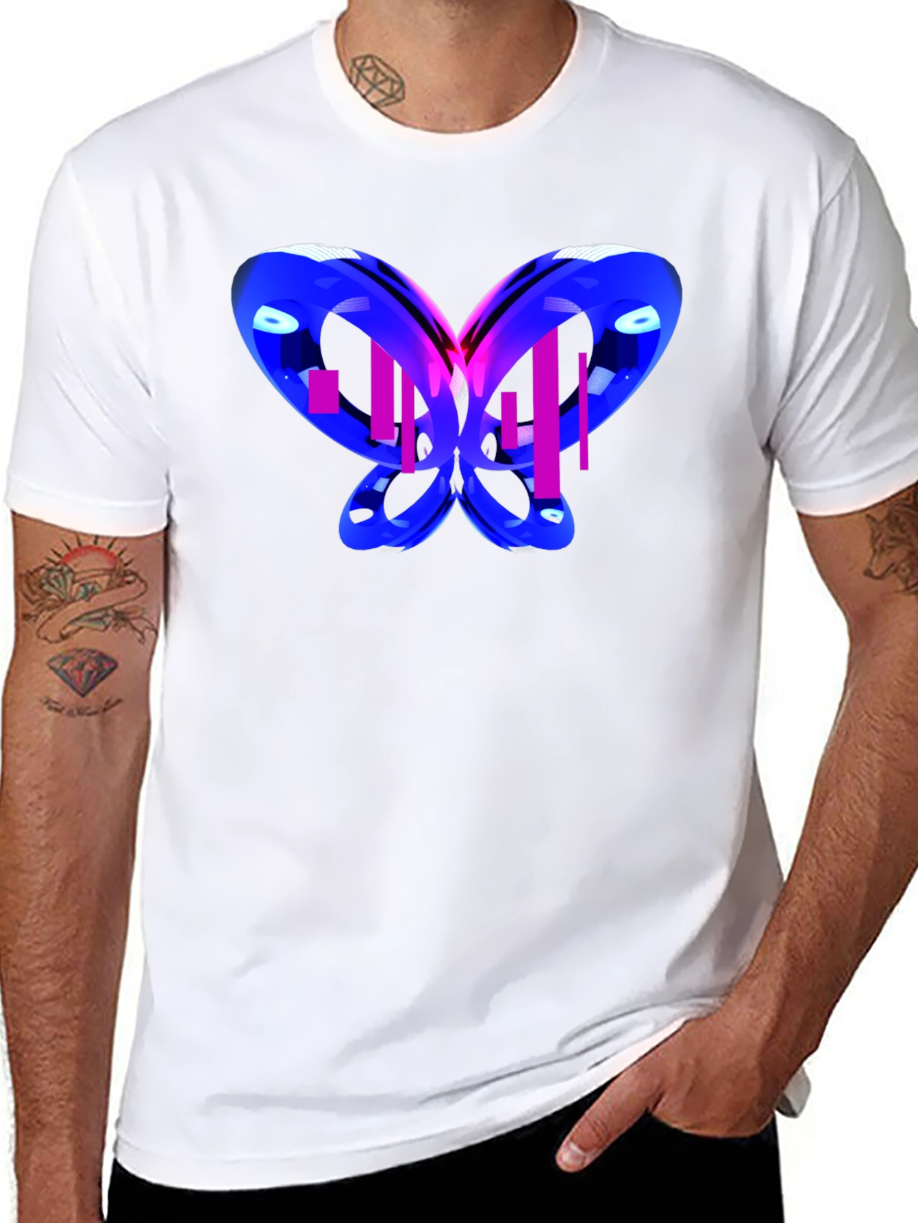 Black Abstract Butterfly Graphic T-Shirt view 8