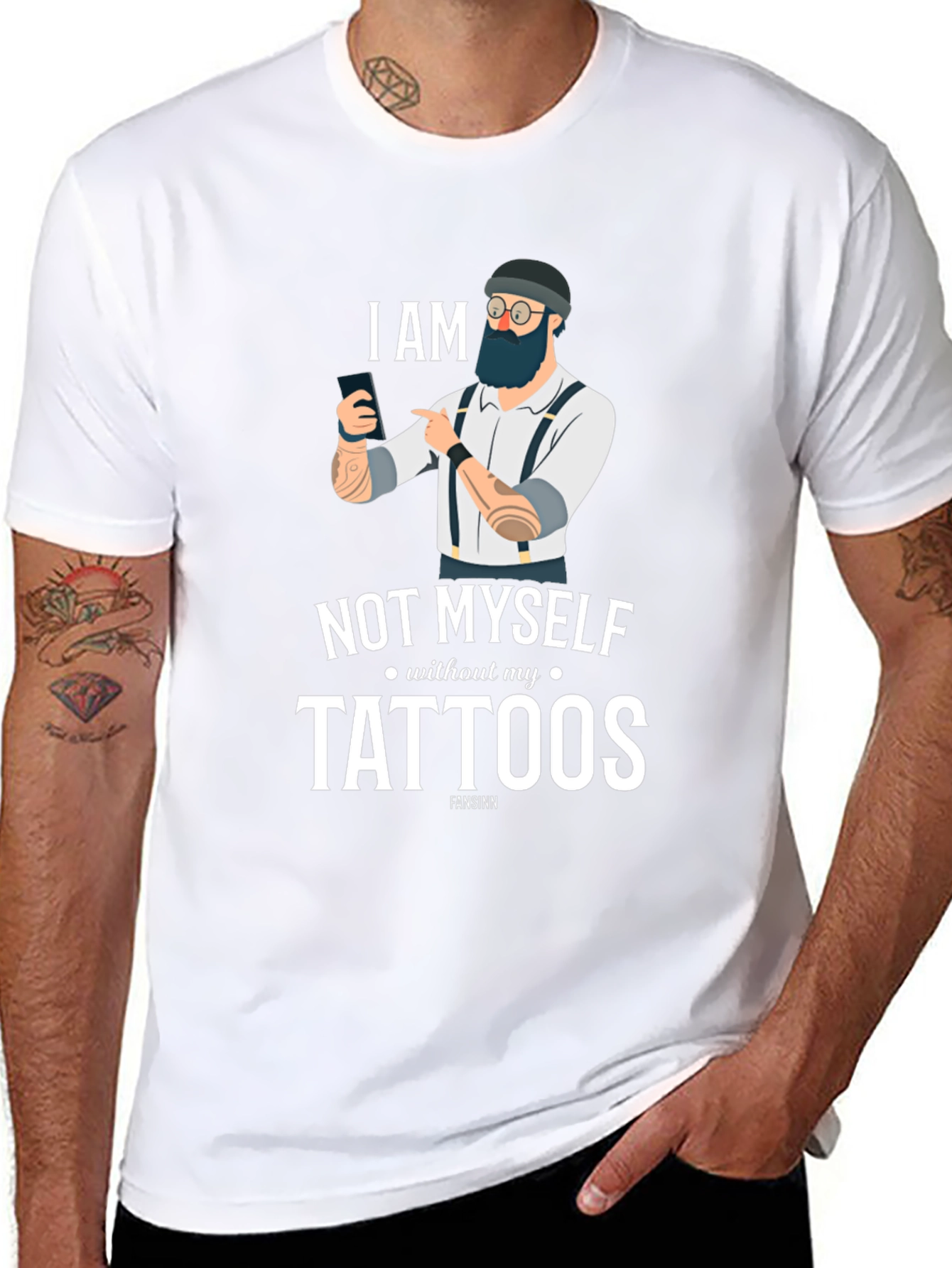 Black I am Not Myself Without My Tattoos Graphic Tee view 8