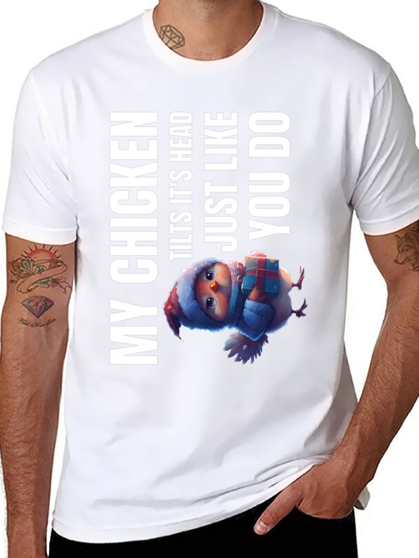 Black My Chicken Tilts Head T-Shirt - Funny Animal Tee view 8