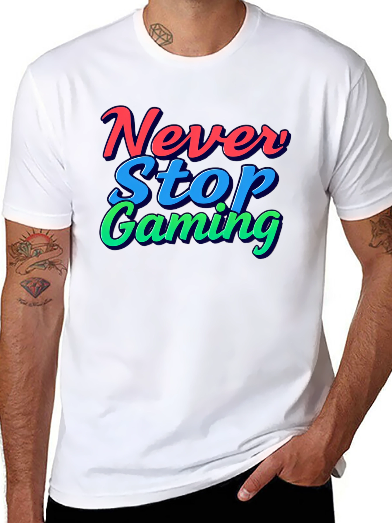 Black Never Stop Gaming T-Shirt - Black view 8