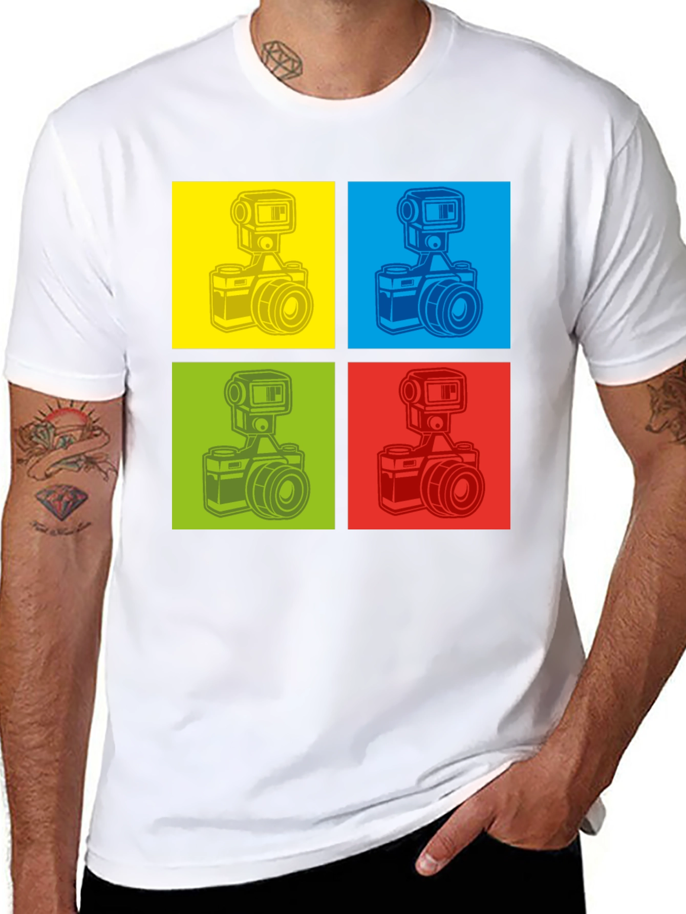 Black Retro Camera Graphic T-Shirt - Pop Art Design view 8