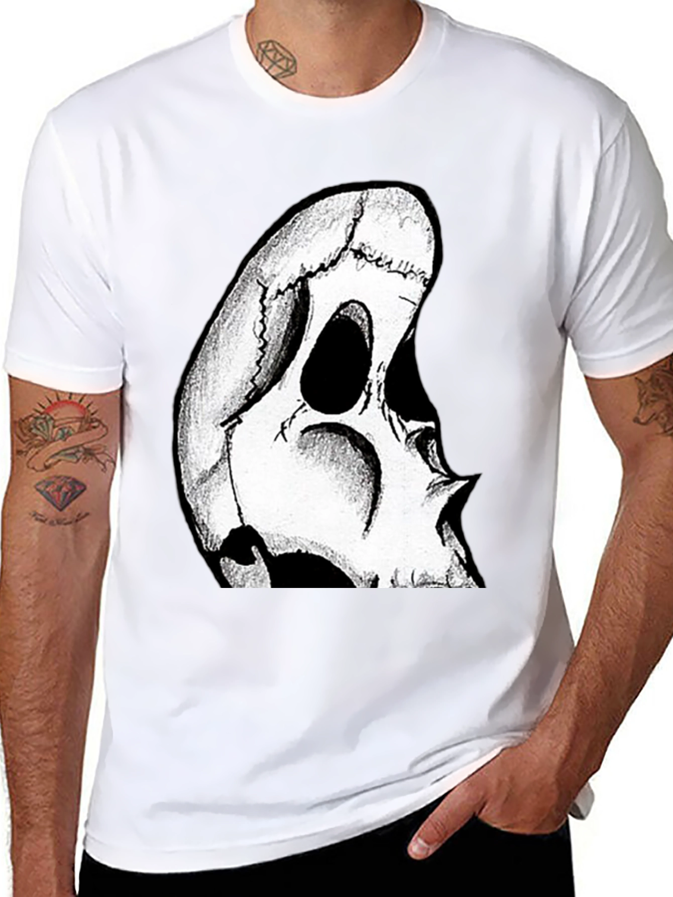 Black Skull Graphic Tee - Men's Black T-Shirt view 8