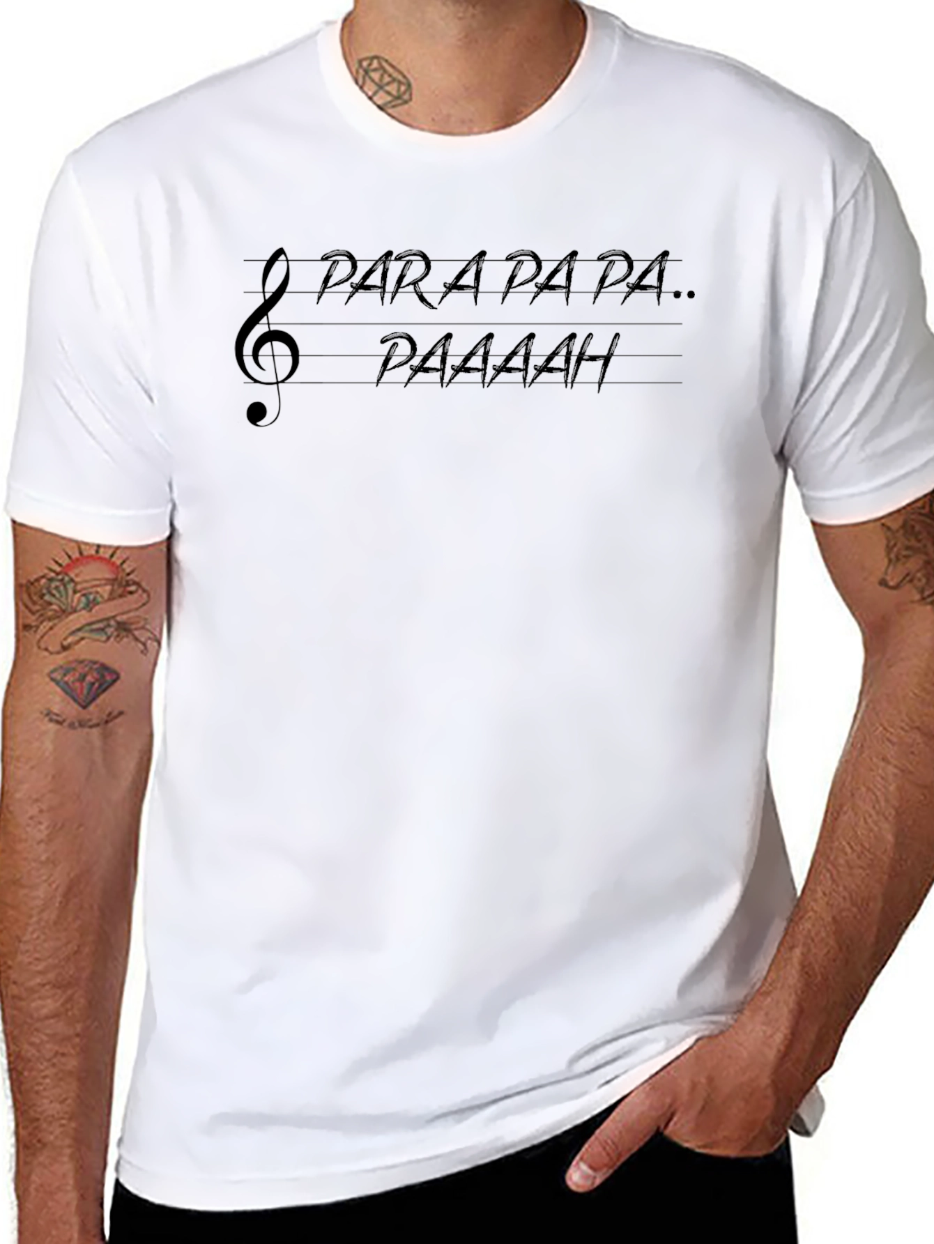 Black Para Pa Pa T-Shirt - Music Treble Clef Graphic Tee view 8