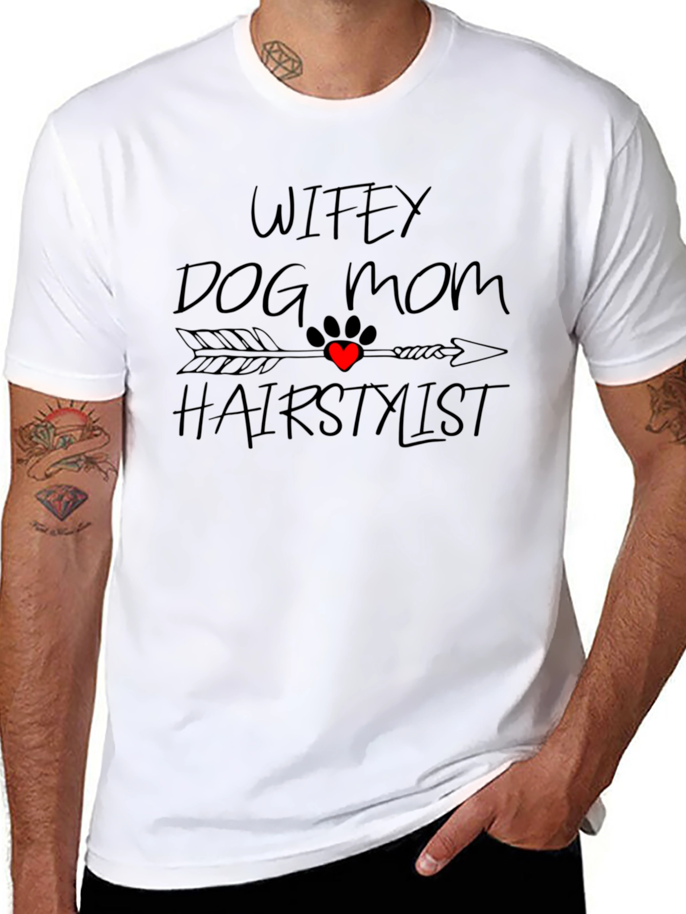 Black Wifey Dog Mom Hair Stylist Black T-Shirt view 8
