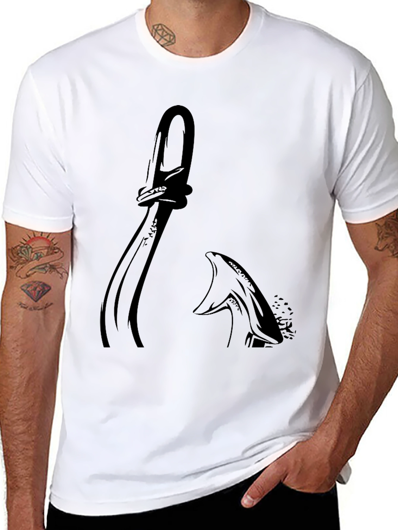 Black Stylized Cleaver Graphic T-Shirt view 8