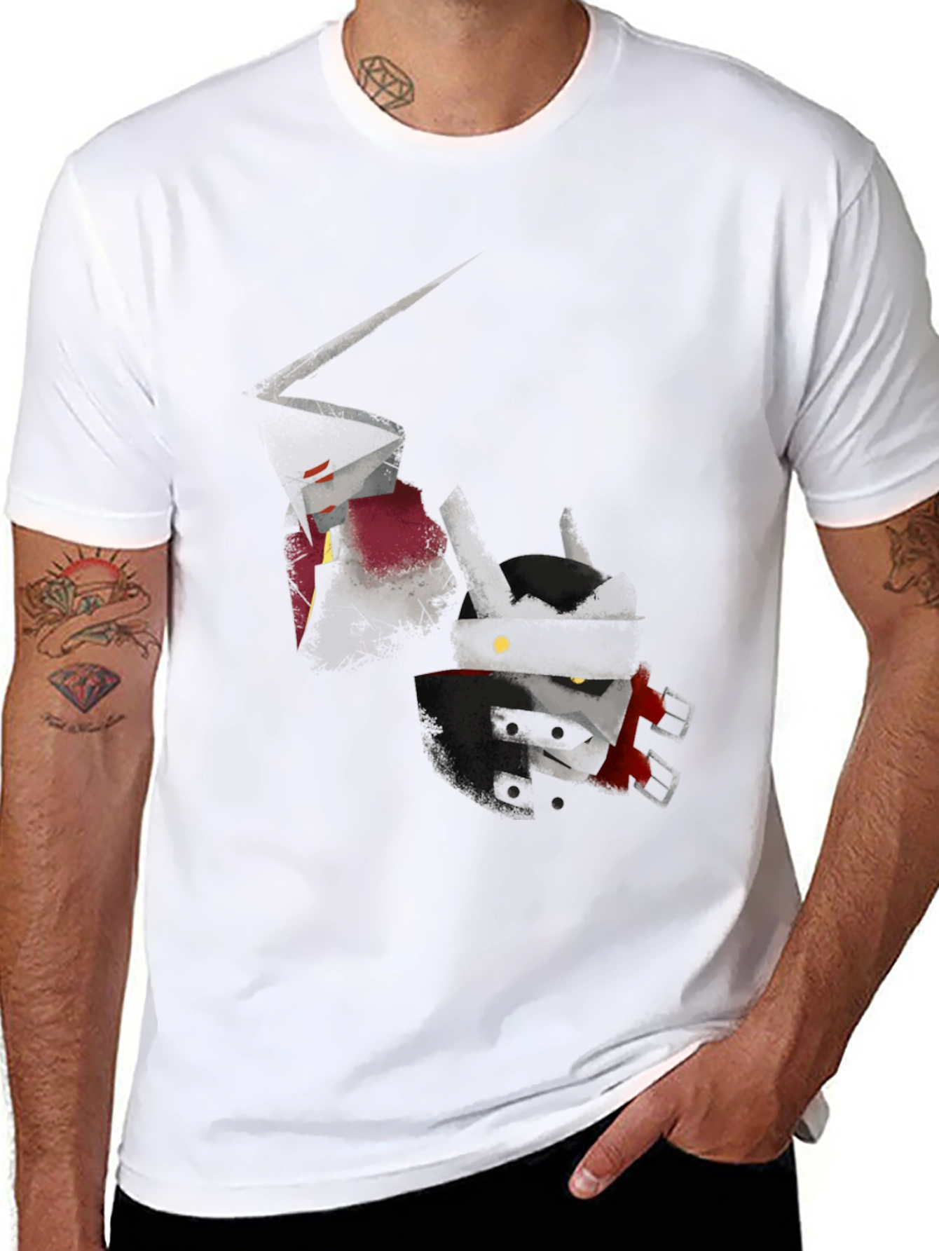 Black Abstract Robot Graphic T-Shirt view 8