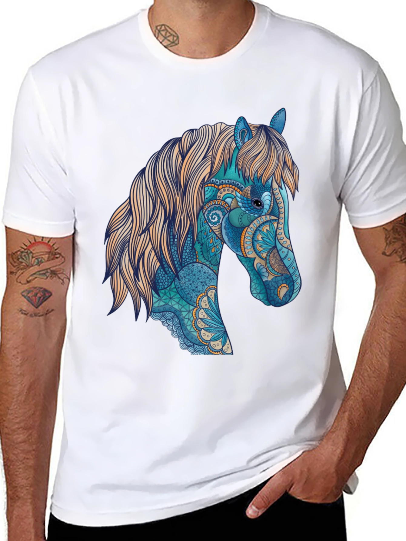 Black Horse Art Graphic T-Shirt - Unique Design view 8