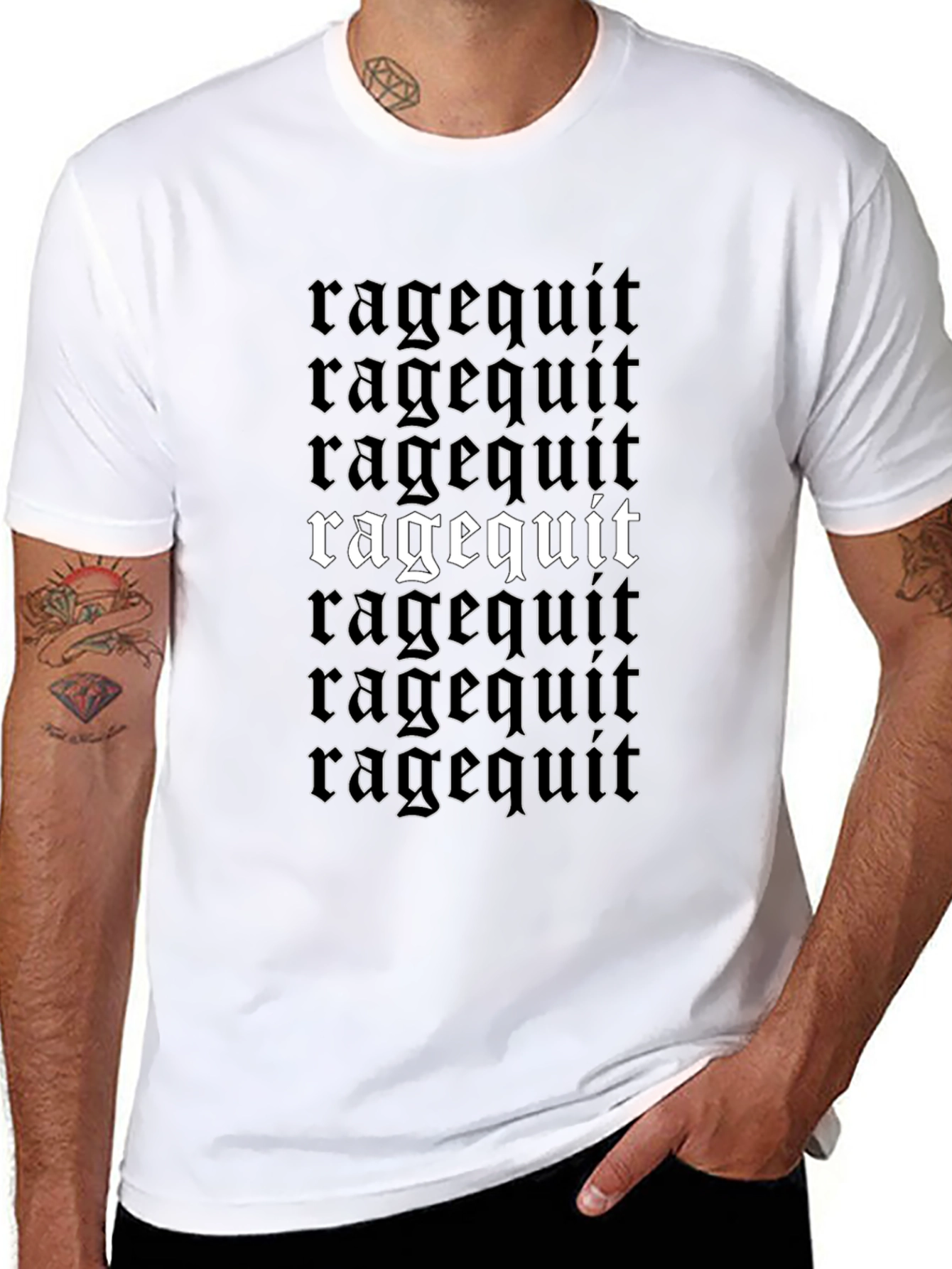 Ragequit Graphic Tee - Black T-Shirt with Bold Text Design - 8