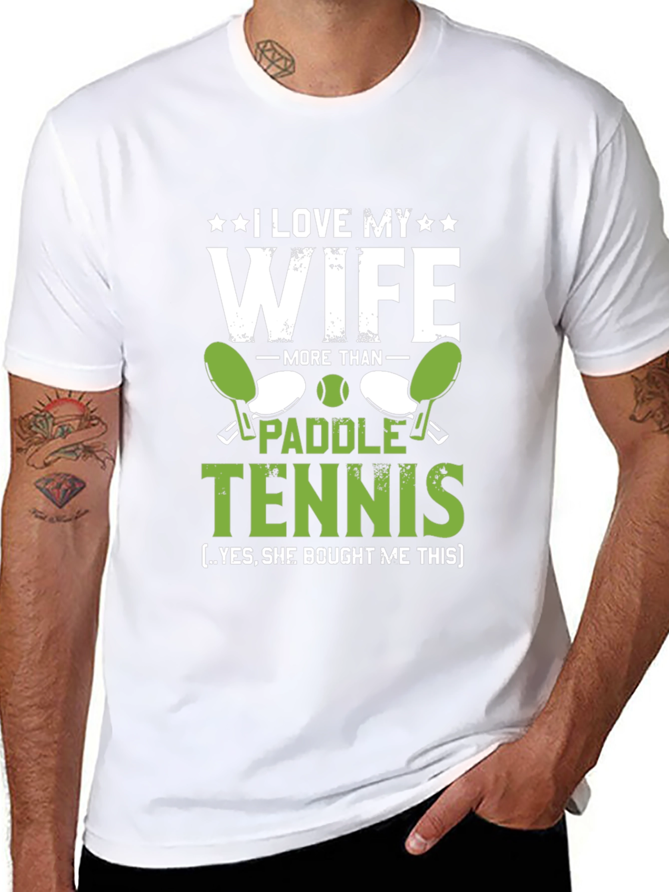 Black I Love My Wife Paddle Tennis Graphic T-Shirt view 8