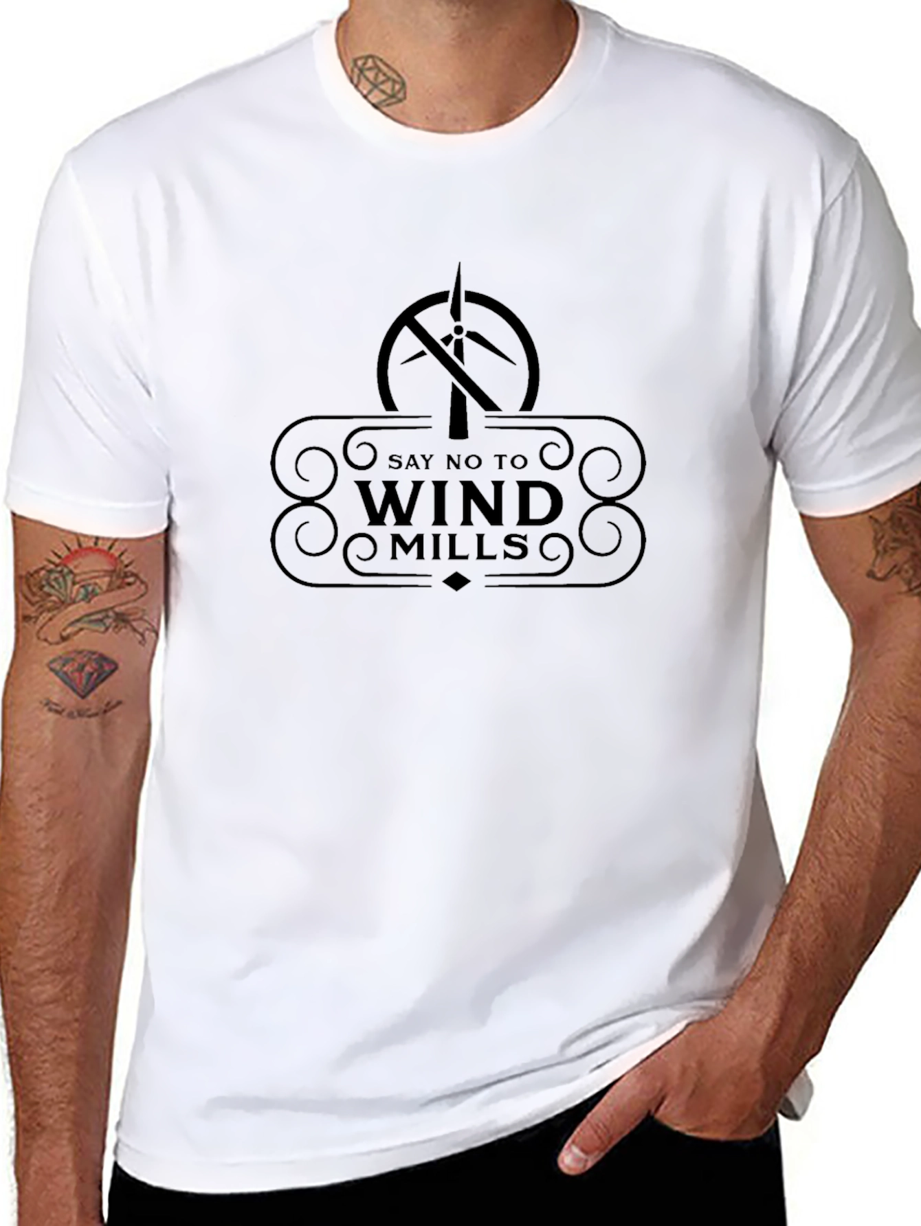 Black Say No To Windmills Graphic Tee view 8