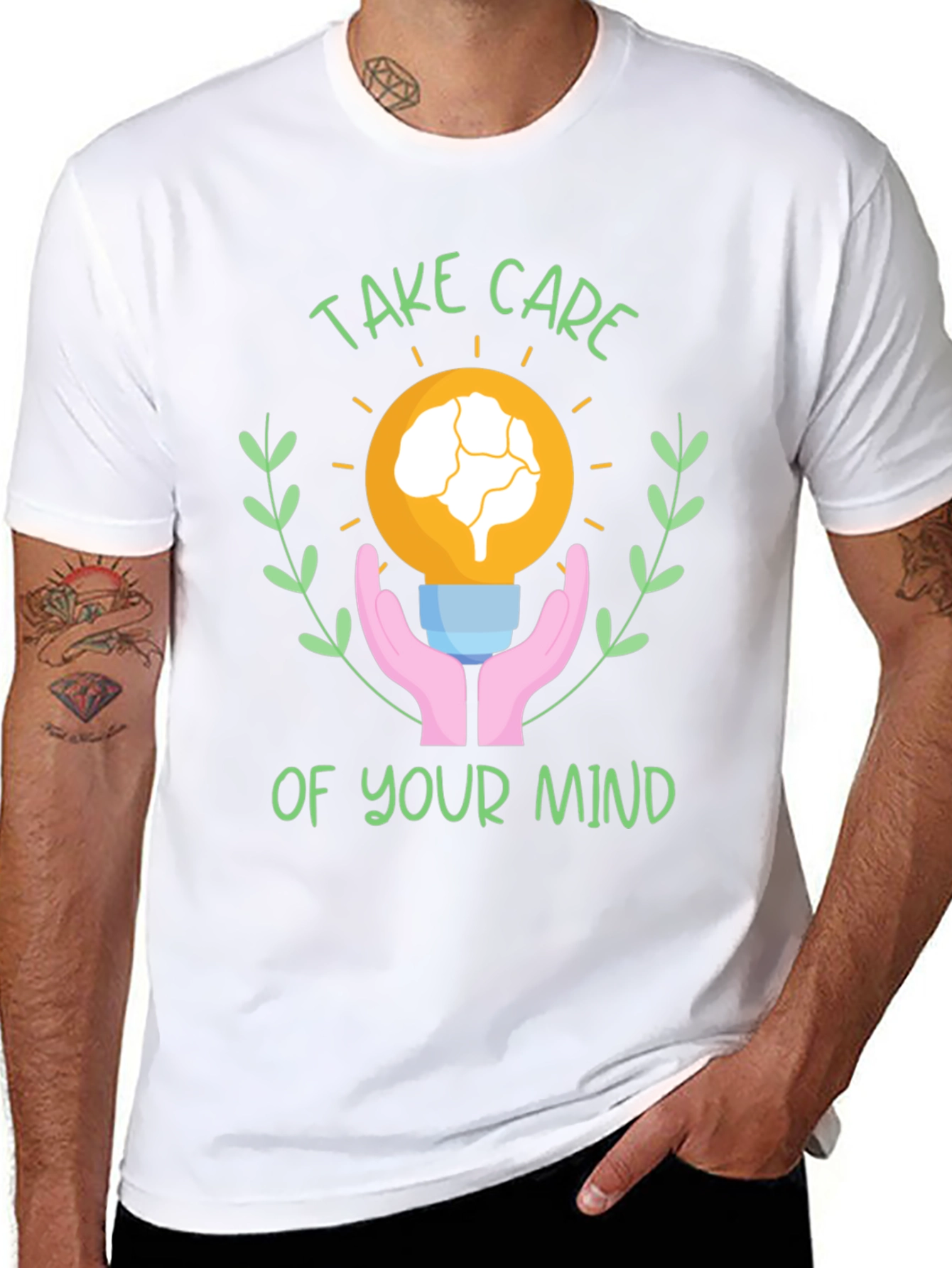 Black Take Care of Your Mind T-Shirt - Mental Health Awareness view 8